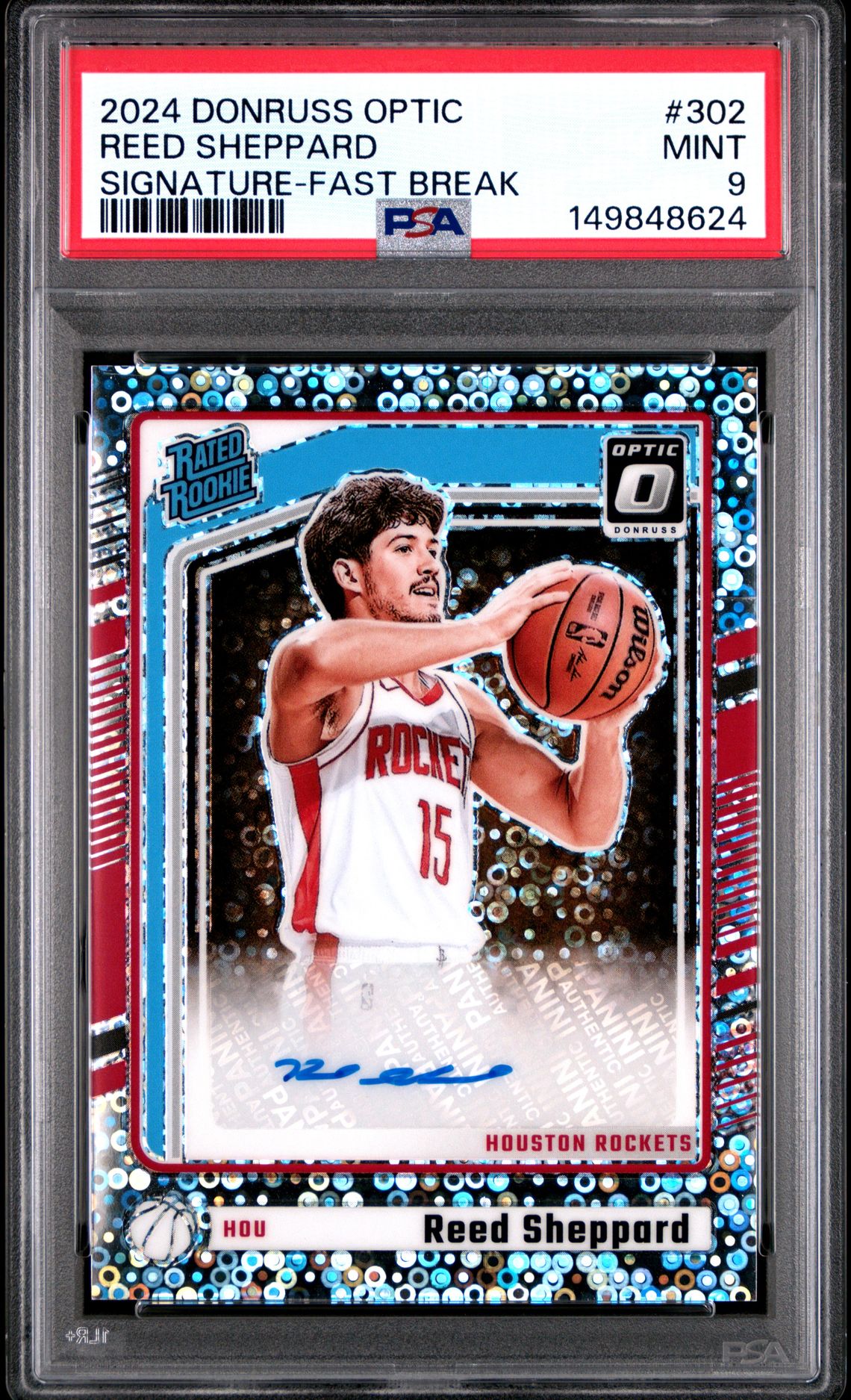 2024 Panini Donruss Optic Reed Sheppard #302 (Signature-Fast Break) Mint 9 front