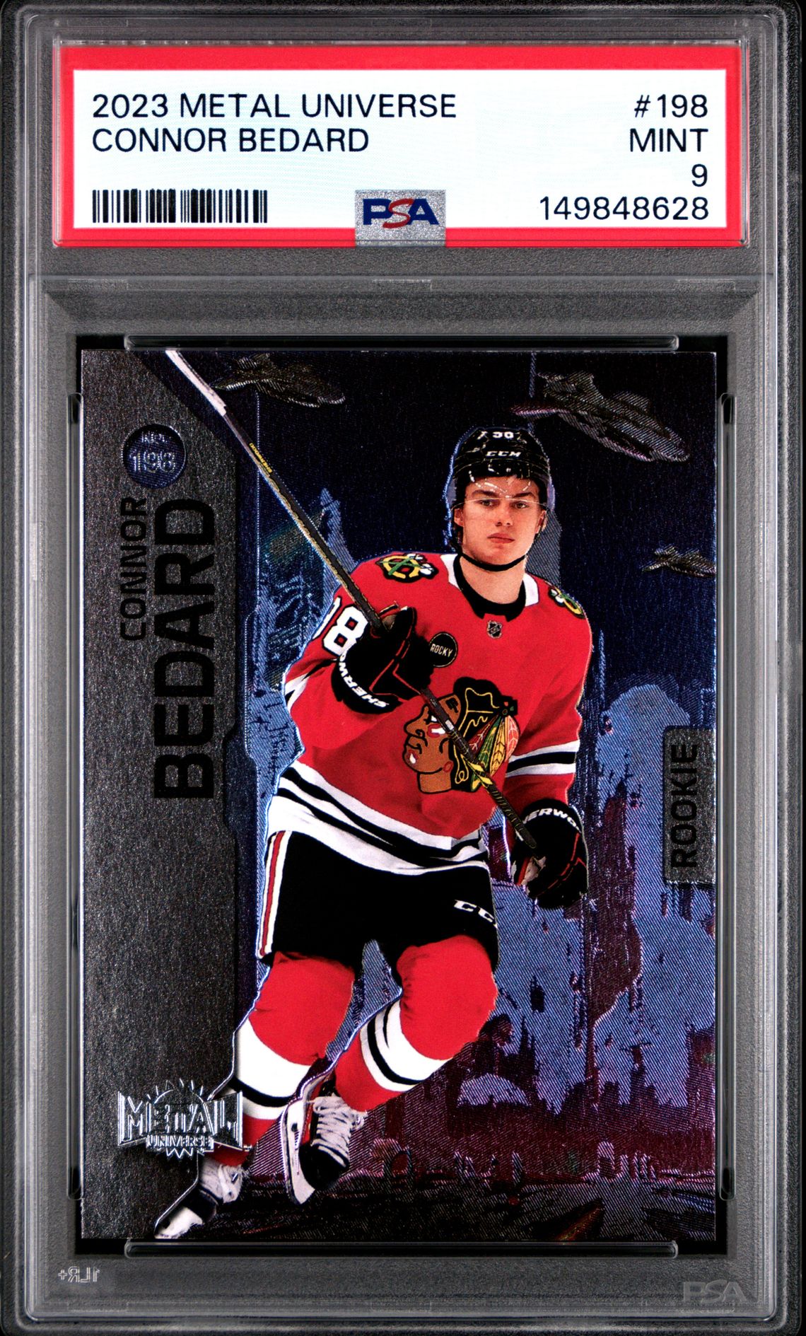 2023 Skybox Metal Universe Connor Bedard #198 Mint 9 front