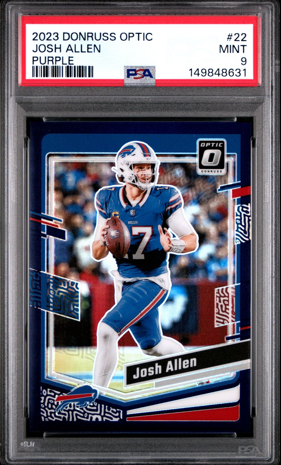 2023 Panini Donruss Optic Josh Allen #22 (Purple) Mint 9 front