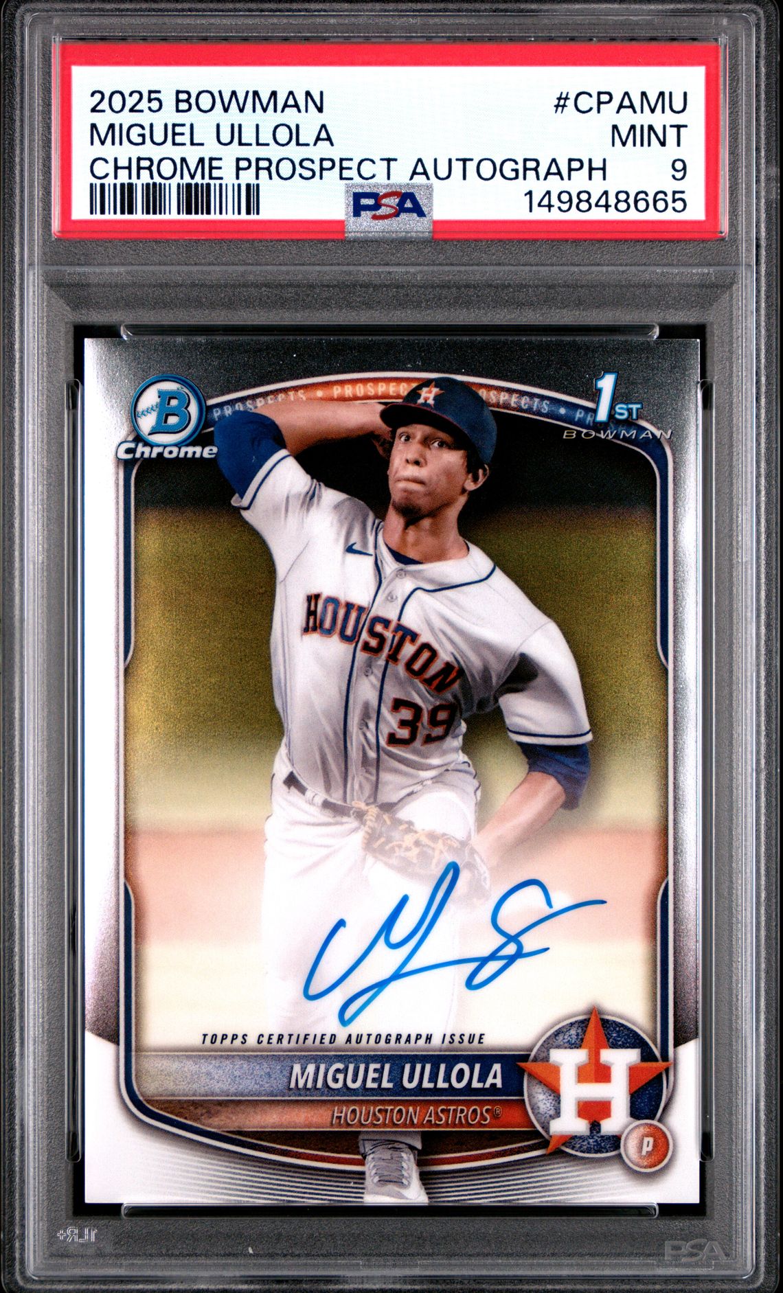 2025 Bowman Chrome Prospect Autographs Miguel Ullola #Cpamu Mint 9 front