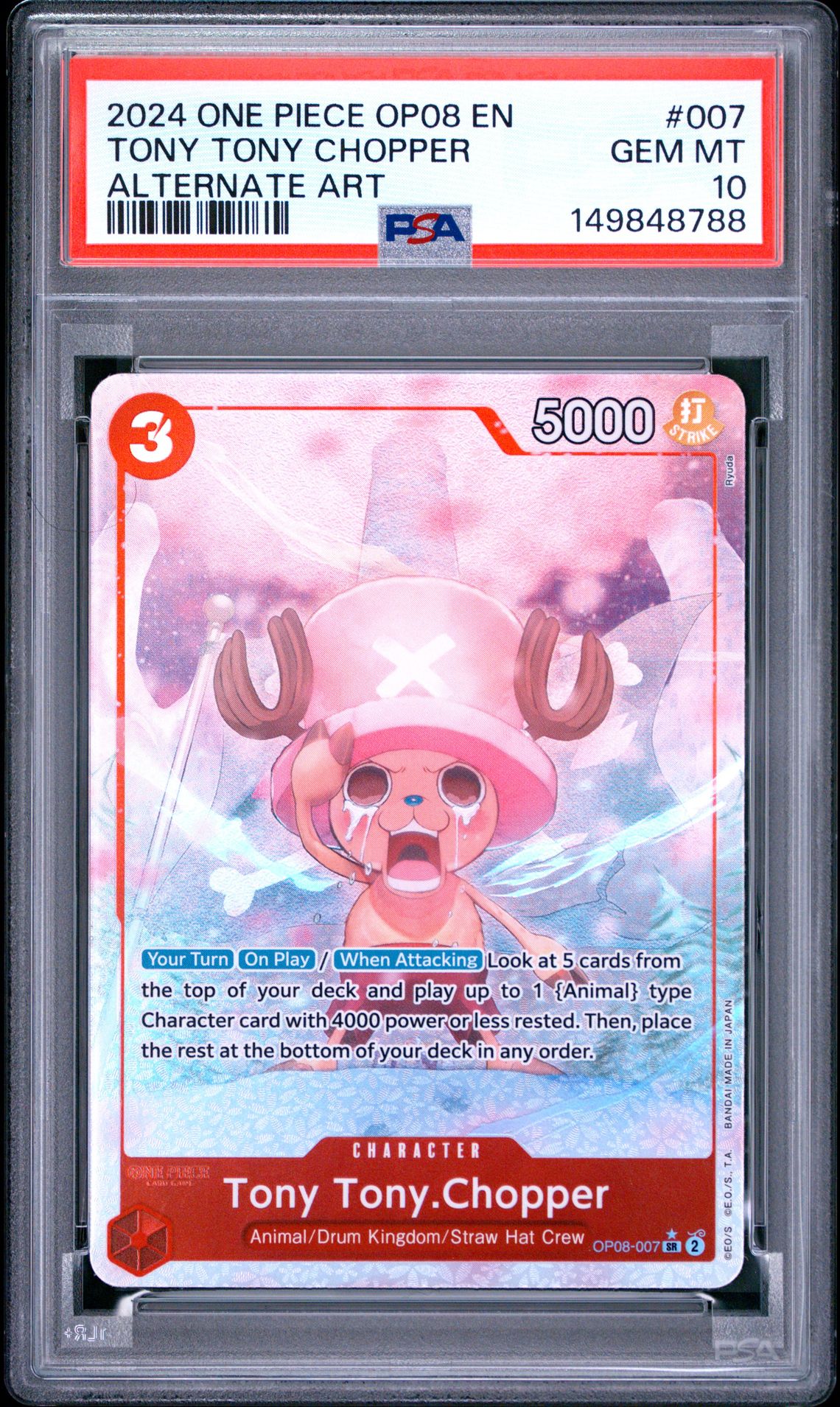 2024 One Piece Op08-Two Legends Tony Tony Chopper #007 (Alternate Art) Gem Mt 10 front