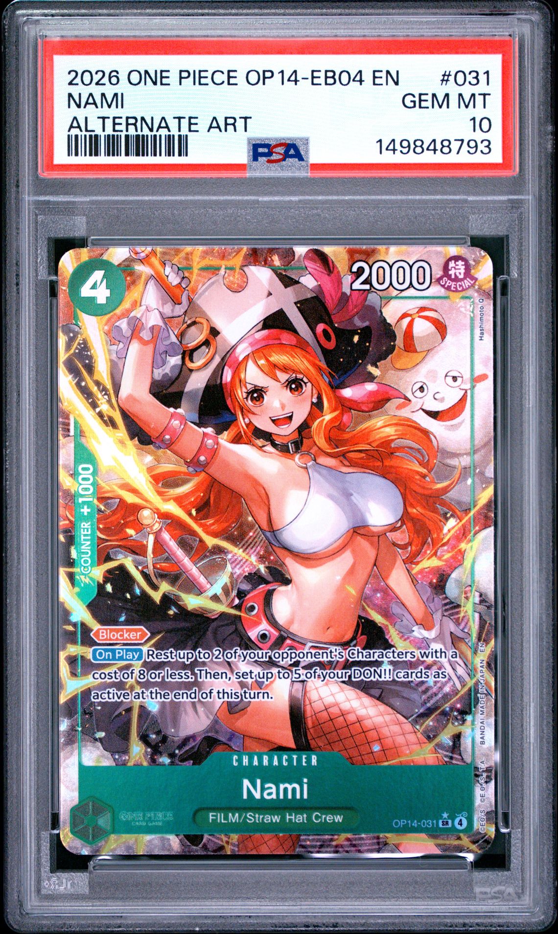 2026 One Piece Op14-Eb04-The Azure Sea's Seven Nami #031 (Alternate Art) Gem Mt 10 front