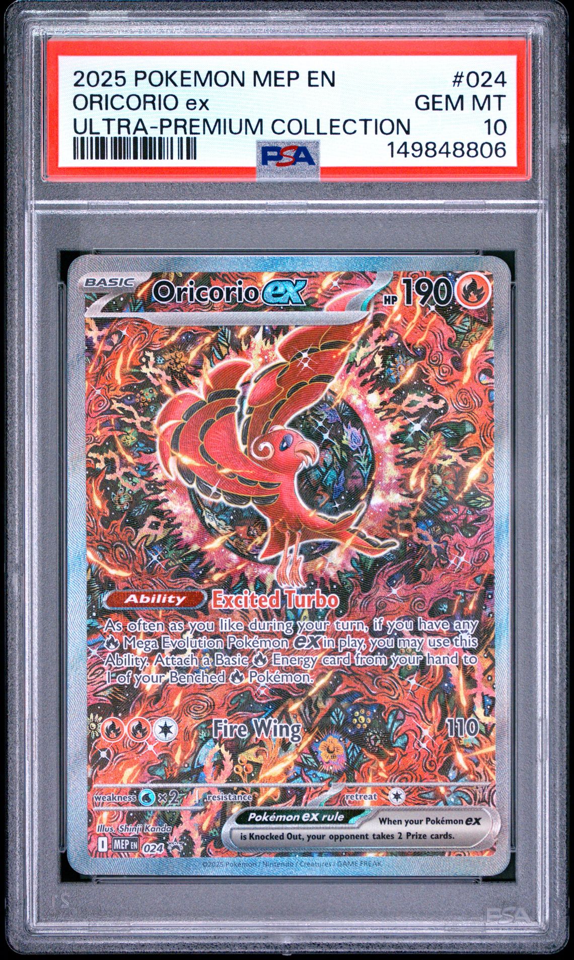 2025 POKEMON MEP EN-ME BLACK STAR PROMO ORICORIO ex ULTRA-PREMIUM COLLECTION 024 GEM MT 10 front