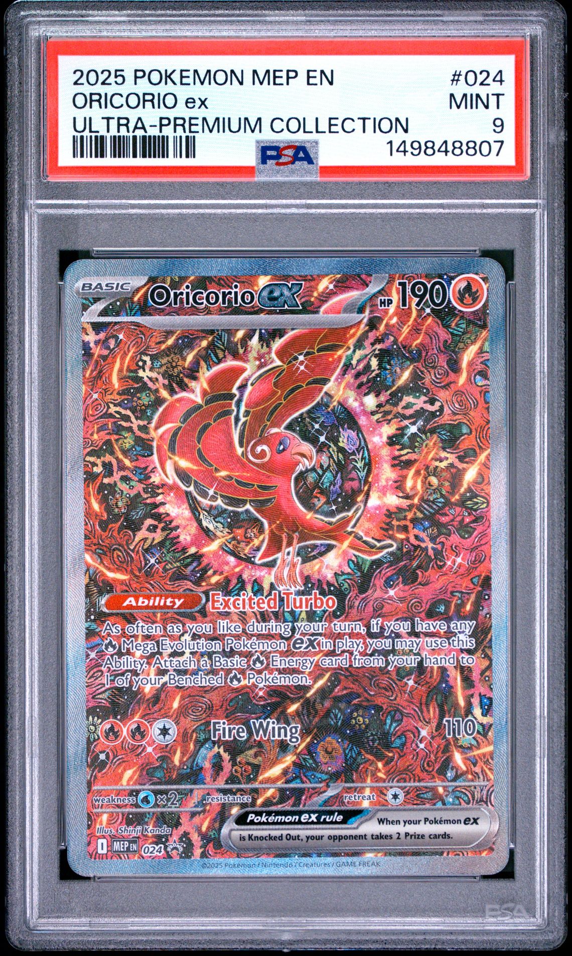 2025 Pokemon Mep En-Me Black Star Promo Oricorio Ex #024 (Ultra-Premium Collection) Mint 9 front