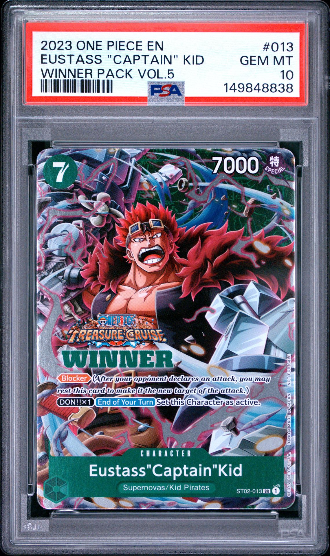 2023 One Piece Promos Eustass "Captain" Kid #013 (Winner Pack Vol.5) Gem Mt 10 front