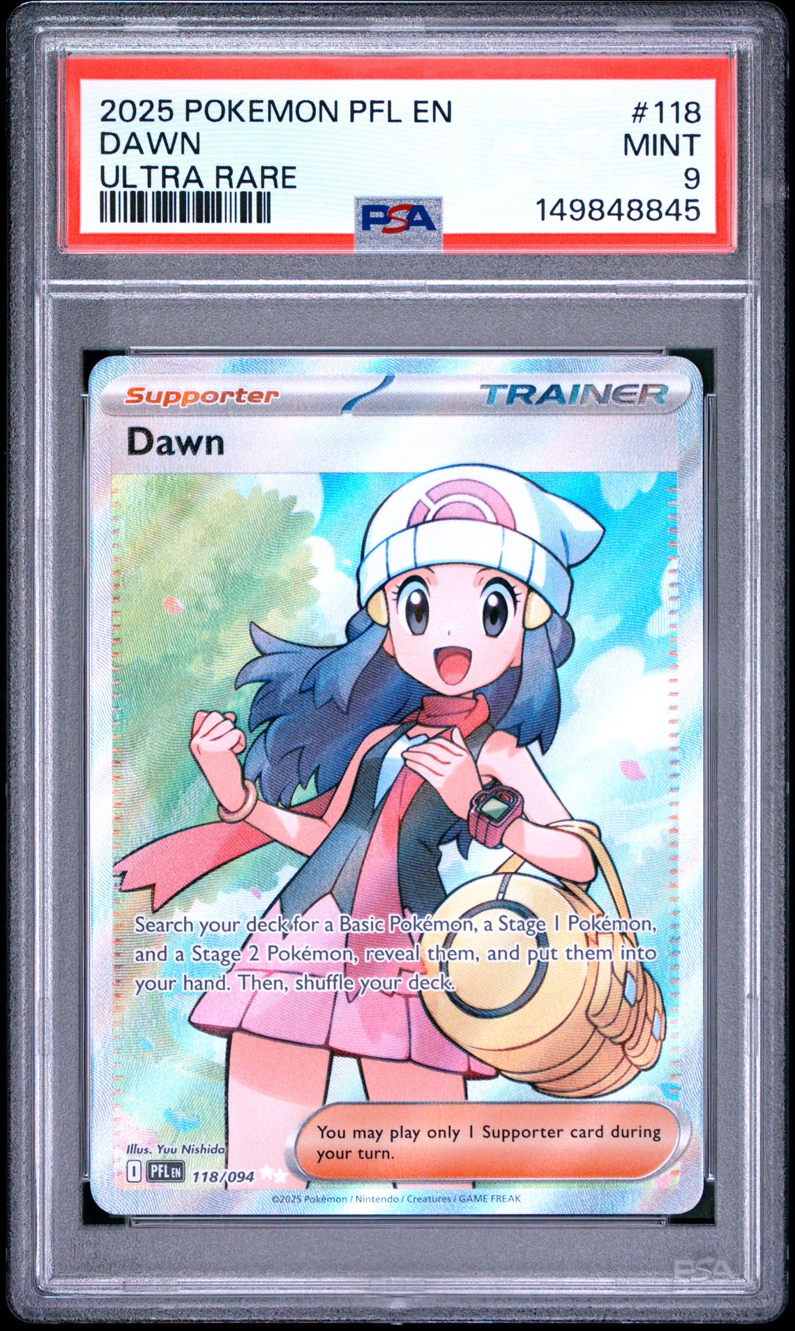 2025 Pokemon Pfl En-Phantasmal Flames Dawn #118 (Ultra Rare) Mint 9 front