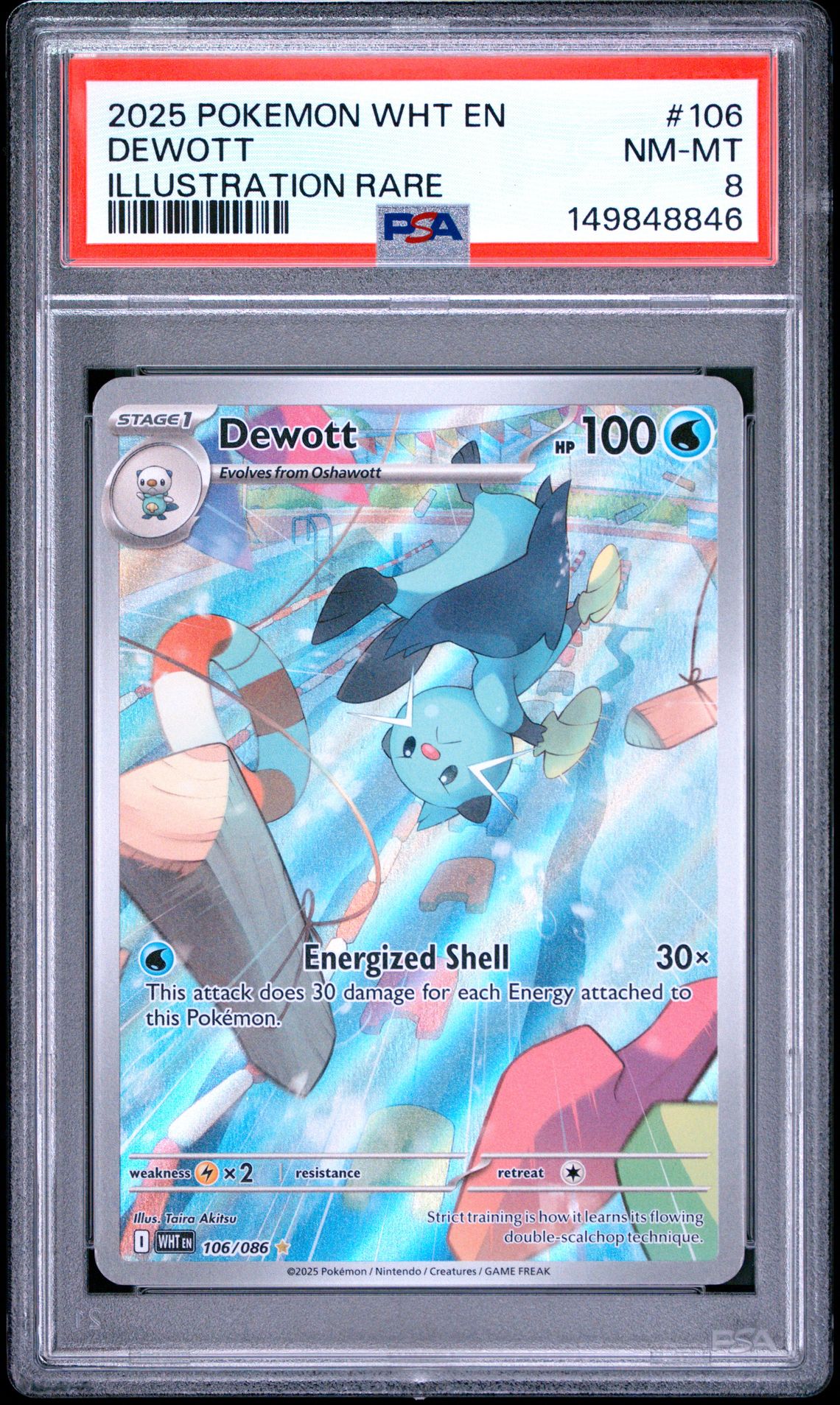 2025 Pokemon Wht En-White Flare Dewott #106 (Illustration Rare) Nm-Mt 8 front