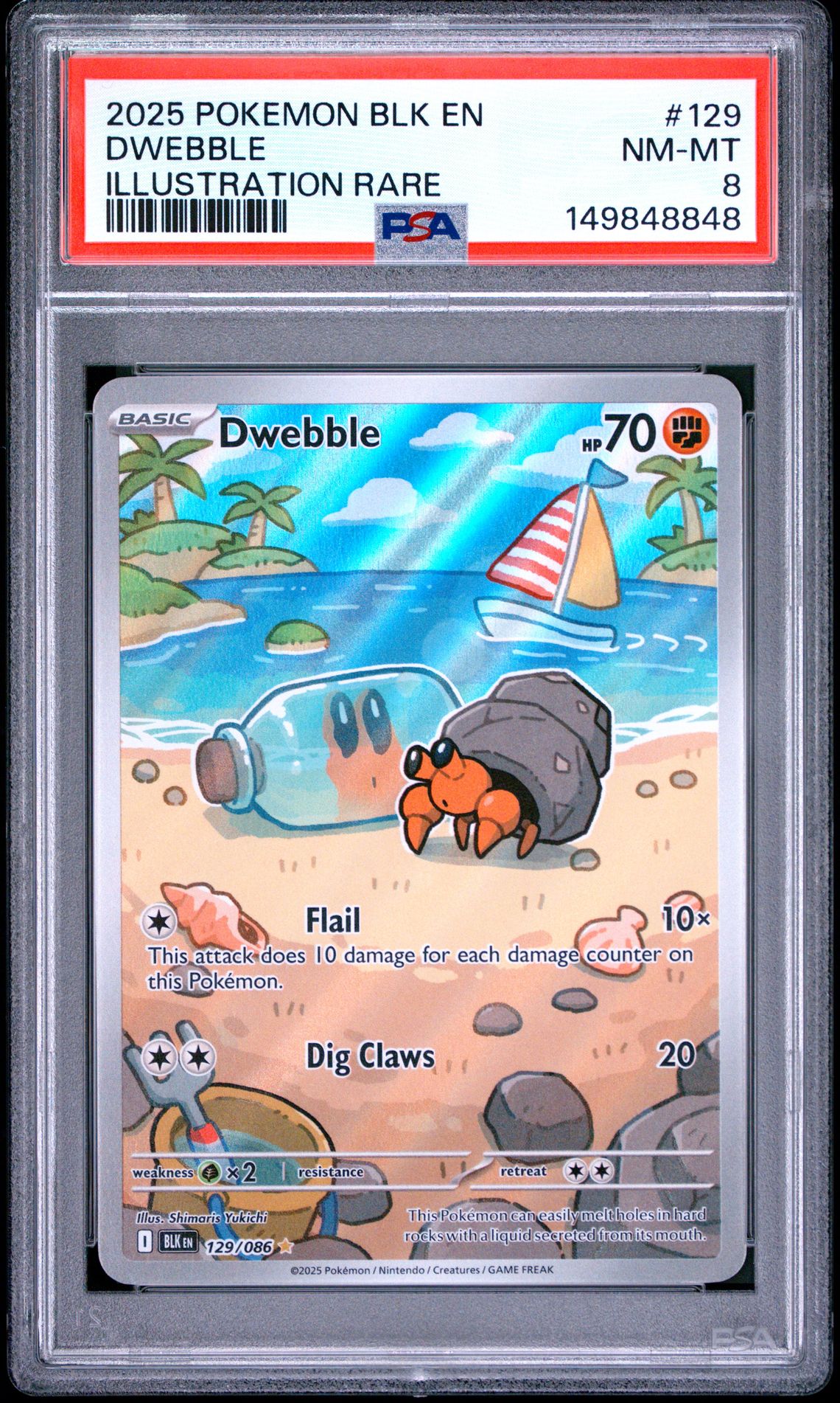 2025 Pokemon Blk En-Black Bolt Dwebble #129 (Illustration Rare) Nm-Mt 8 front