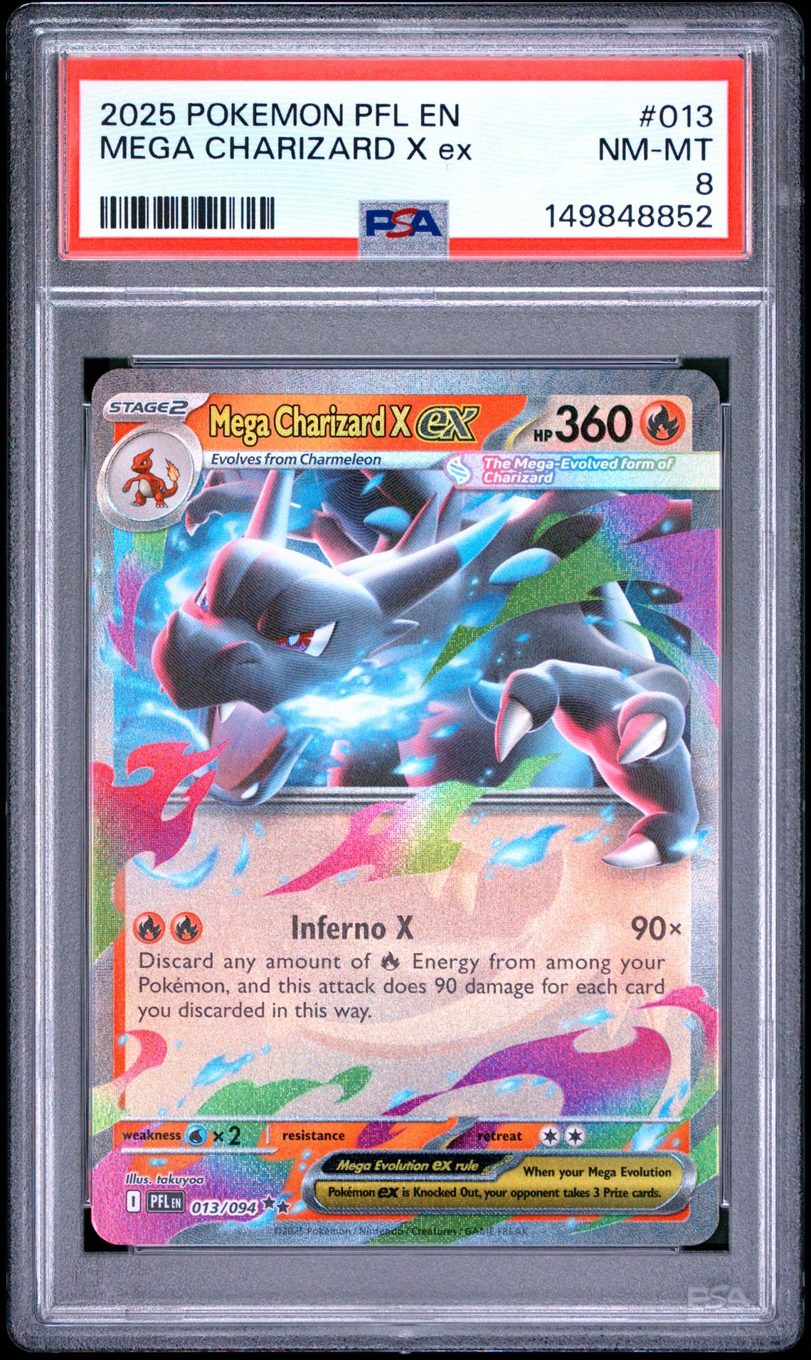 2025 Pokemon Pfl En-Phantasmal Flames Mega Charizard X Ex #013 Nm-Mt 8 front