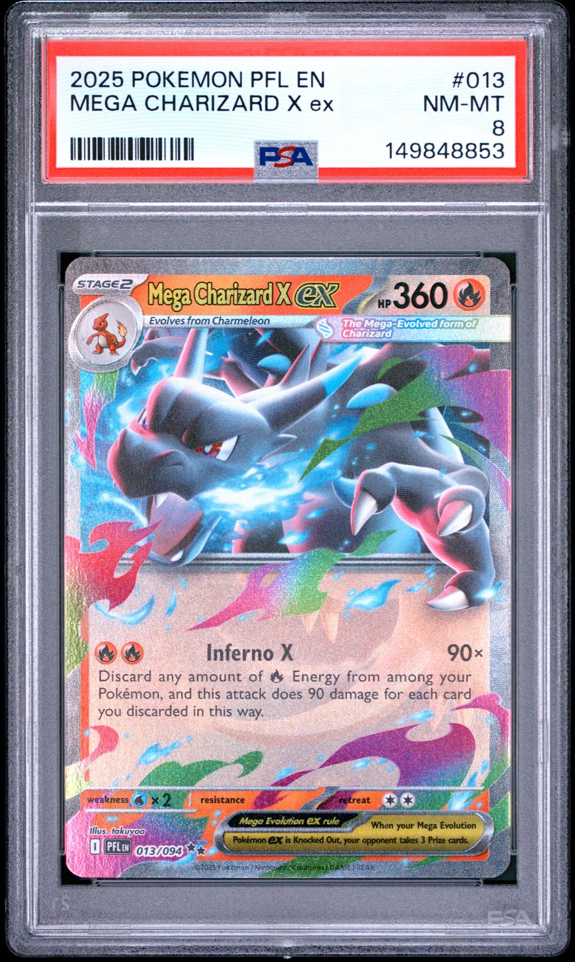 2025 Pokemon Pfl En-Phantasmal Flames Mega Charizard X Ex #013 Nm-Mt 8 front