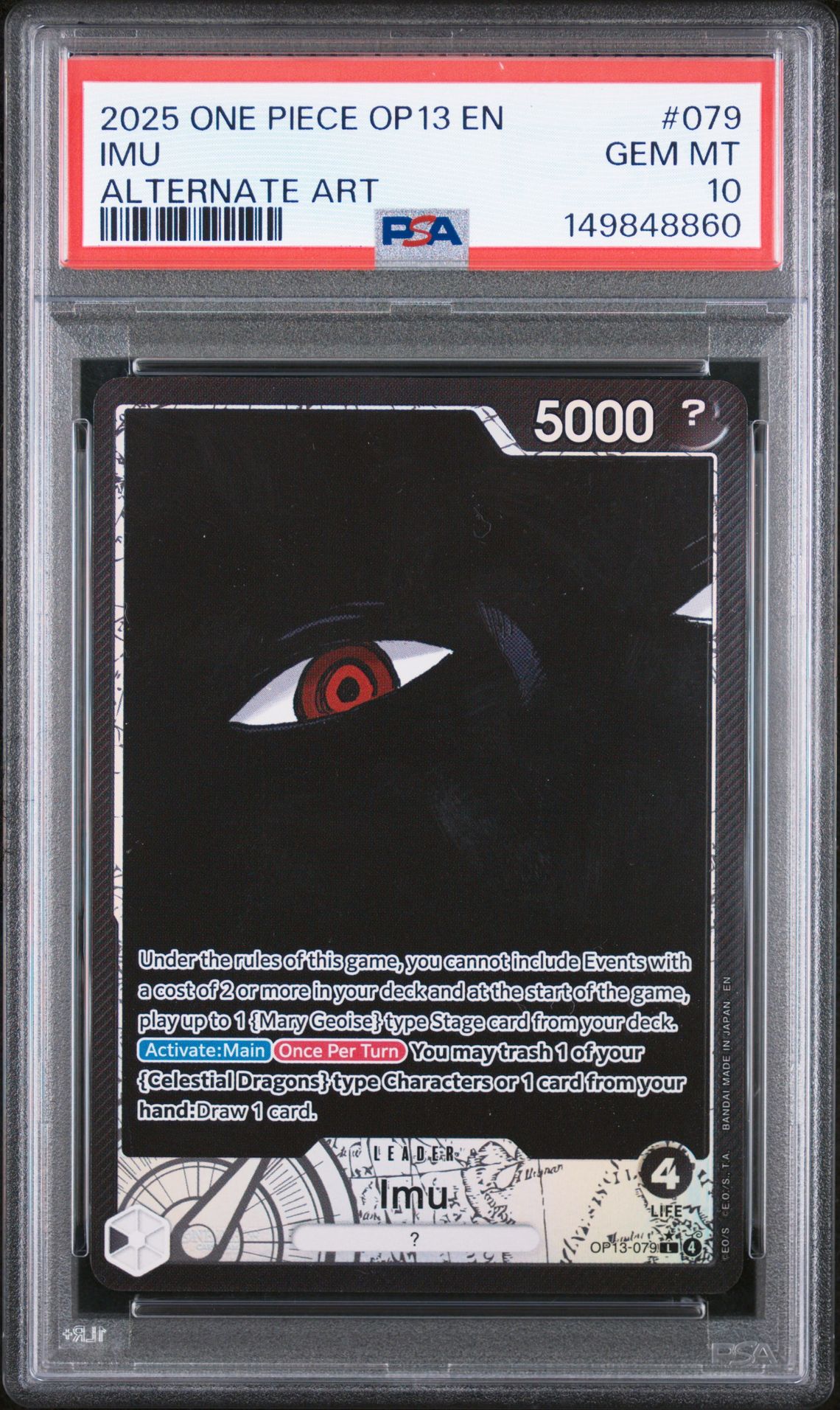 2025 One Piece Op13-Carrying On His Will Imu #079 (Alternate Art) Gem Mt 10 front