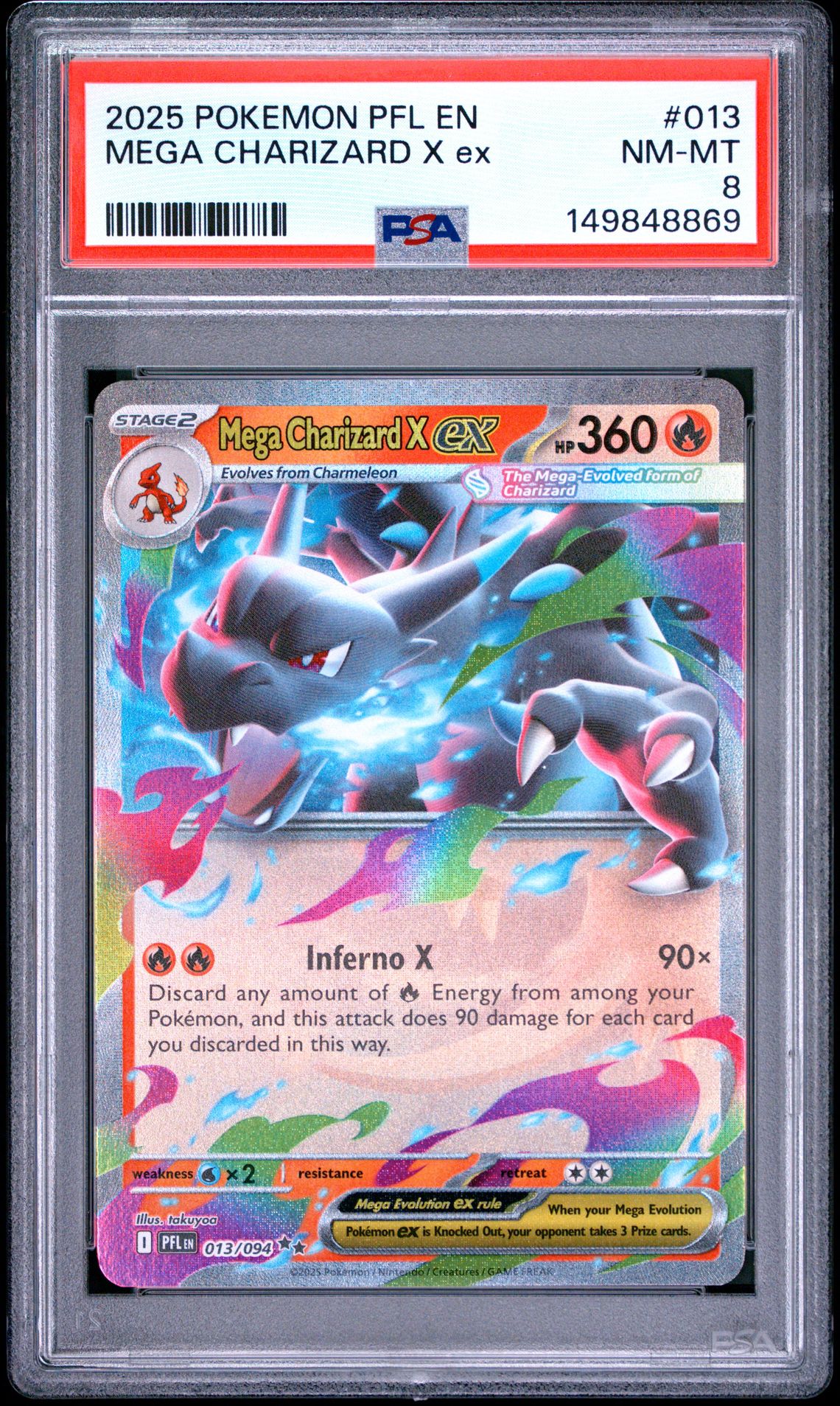 2025 Pokemon Pfl En-Phantasmal Flames Mega Charizard X Ex #013 Nm-Mt 8 front