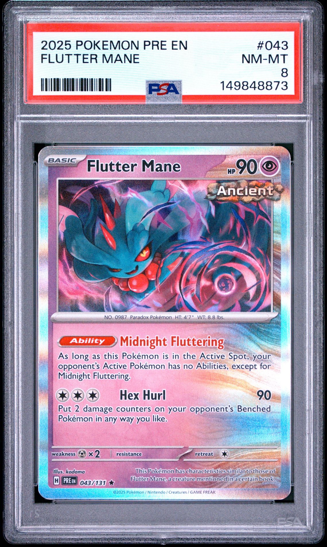 2025 Pokemon Pre En-Prismatic Evolutions Flutter Mane #043 Nm-Mt 8 front