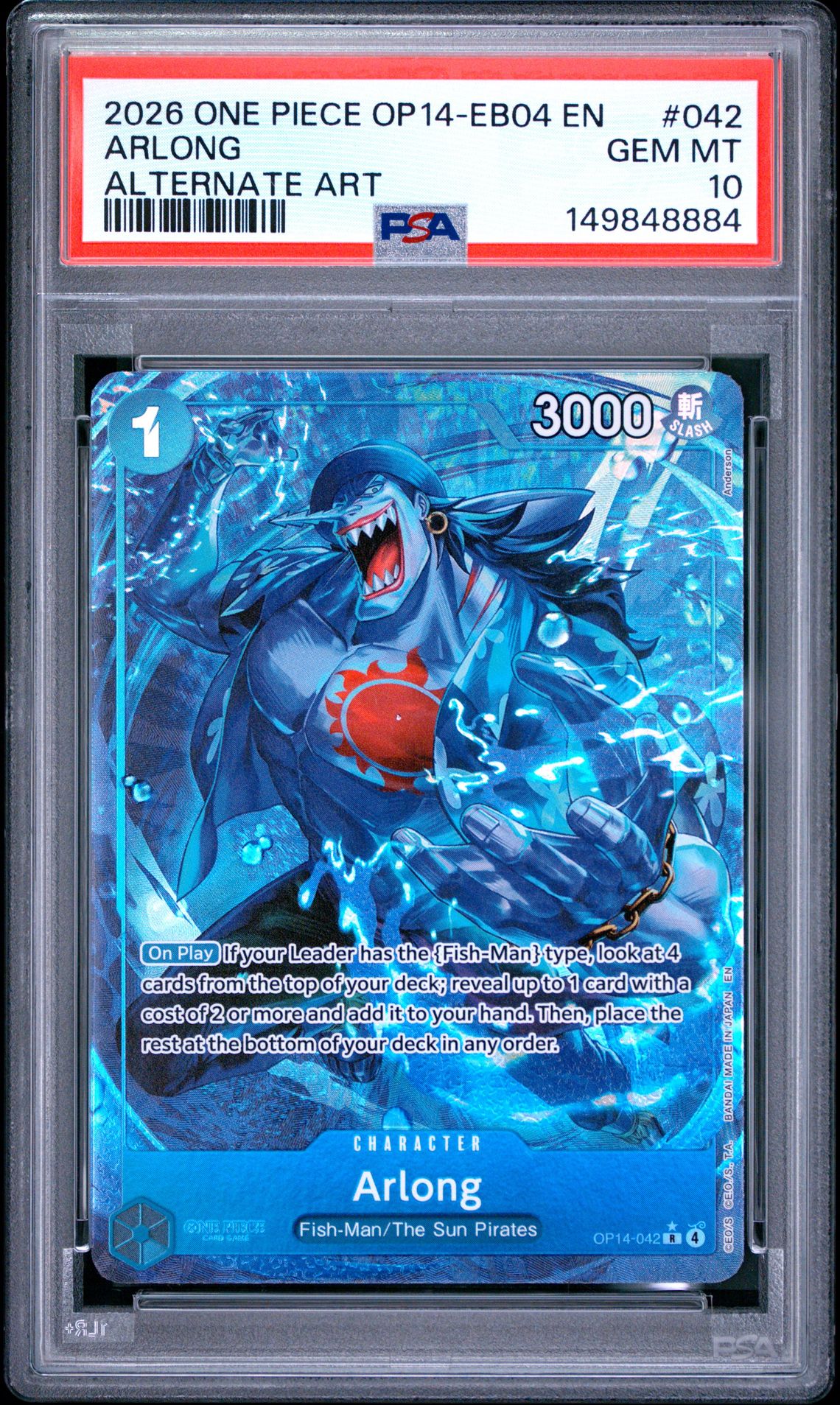 2026 One Piece Op14-Eb04-The Azure Sea's Seven Arlong #042 (Alternate Art) Gem Mt 10 front