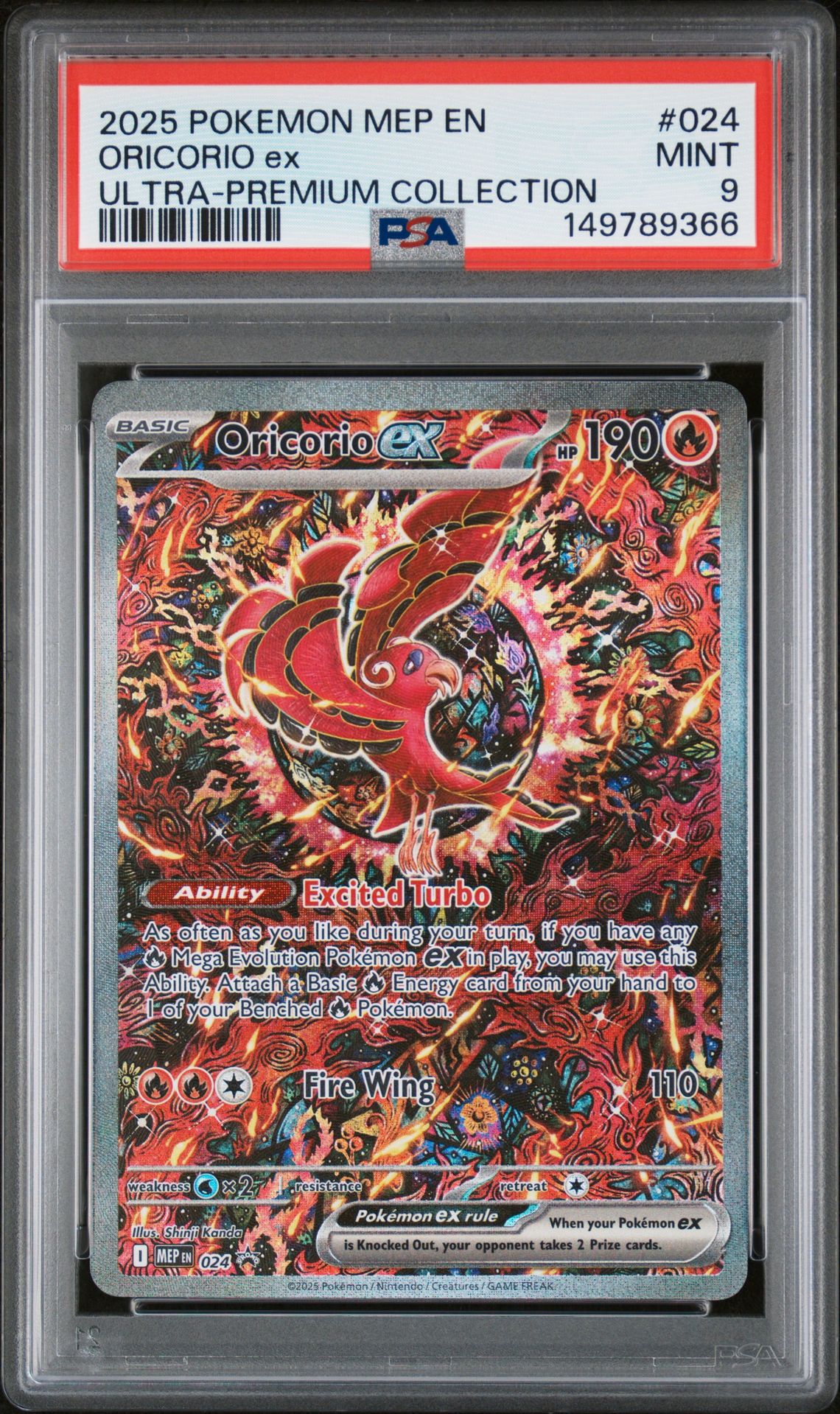 2025 Pokemon Mep En-Me Black Star Promo Oricorio Ex #024 (Ultra-Premium Collection) Mint 9 front