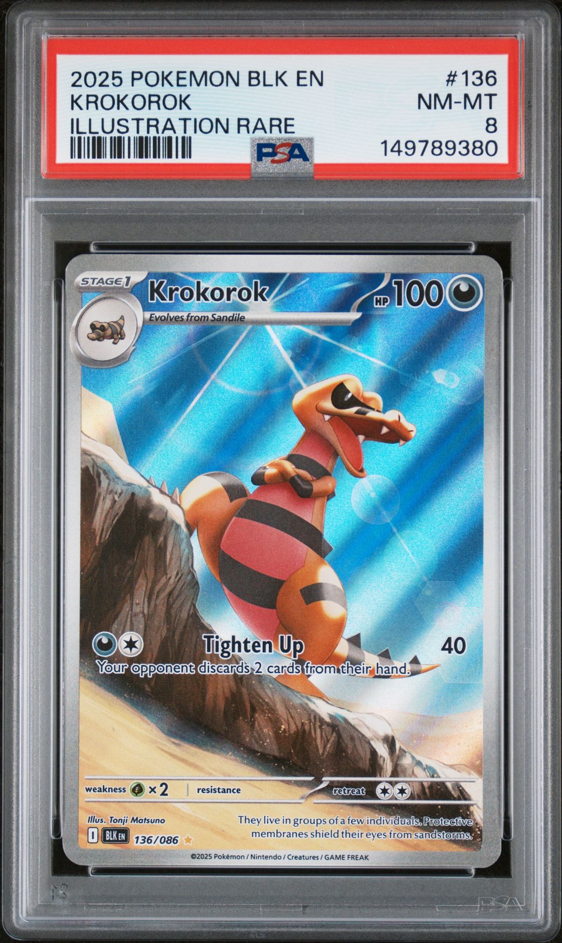 2025 Pokemon Blk En-Black Bolt Krokorok #136 (Illustration Rare) Nm-Mt 8 front