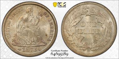 1873 10C Arrows MS65