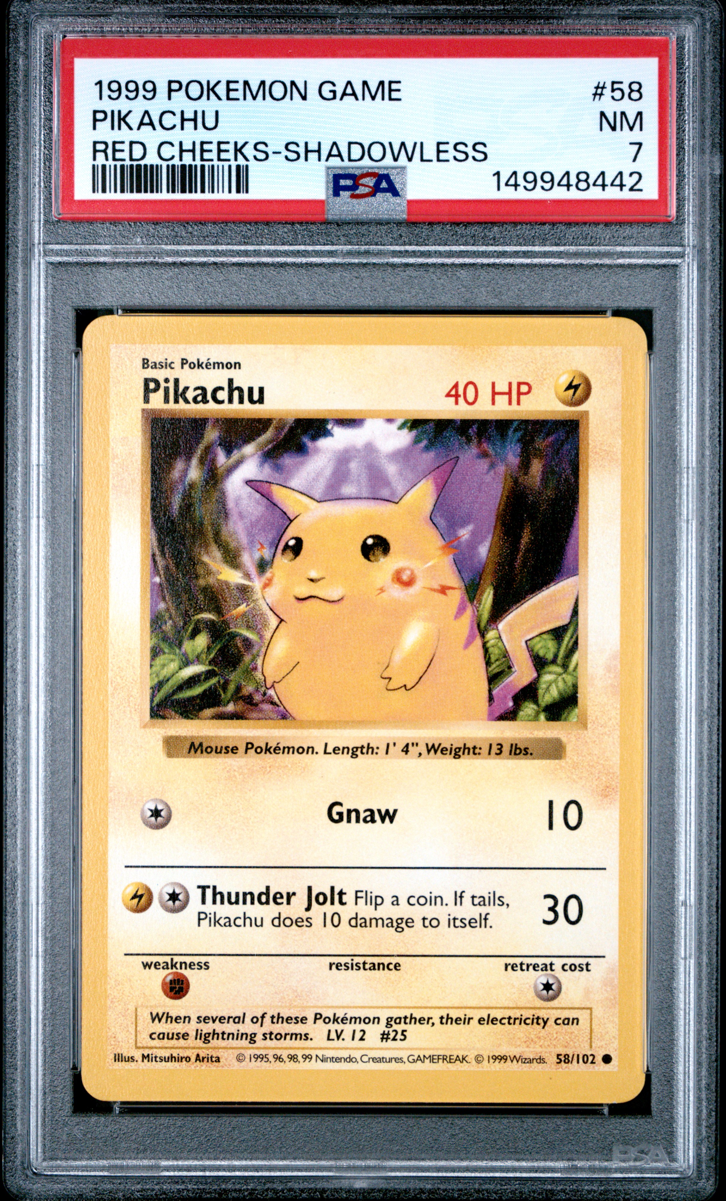 1999 #58 Pikachu PSA 7 Game