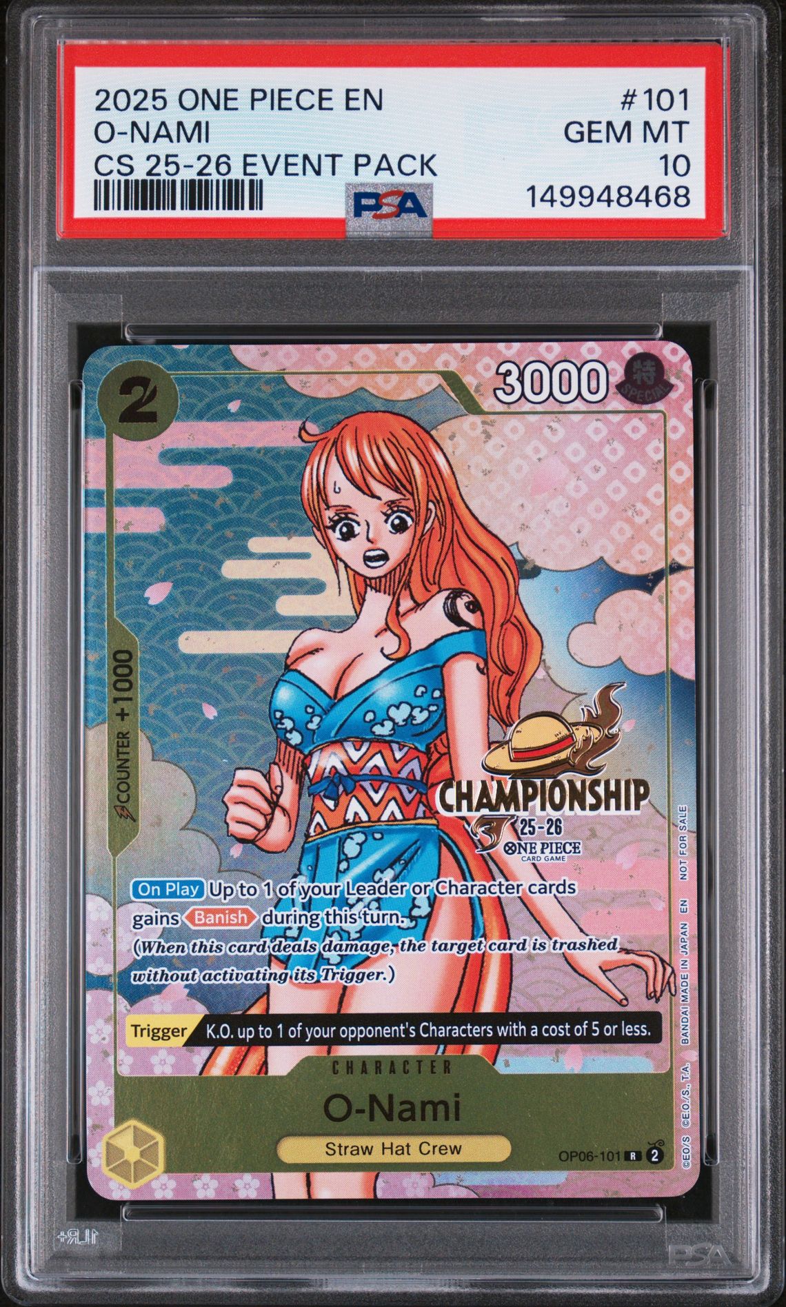 2025 One Piece Championship 2025-26 Event Pack O-Nami #101 Gem Mt 10 front