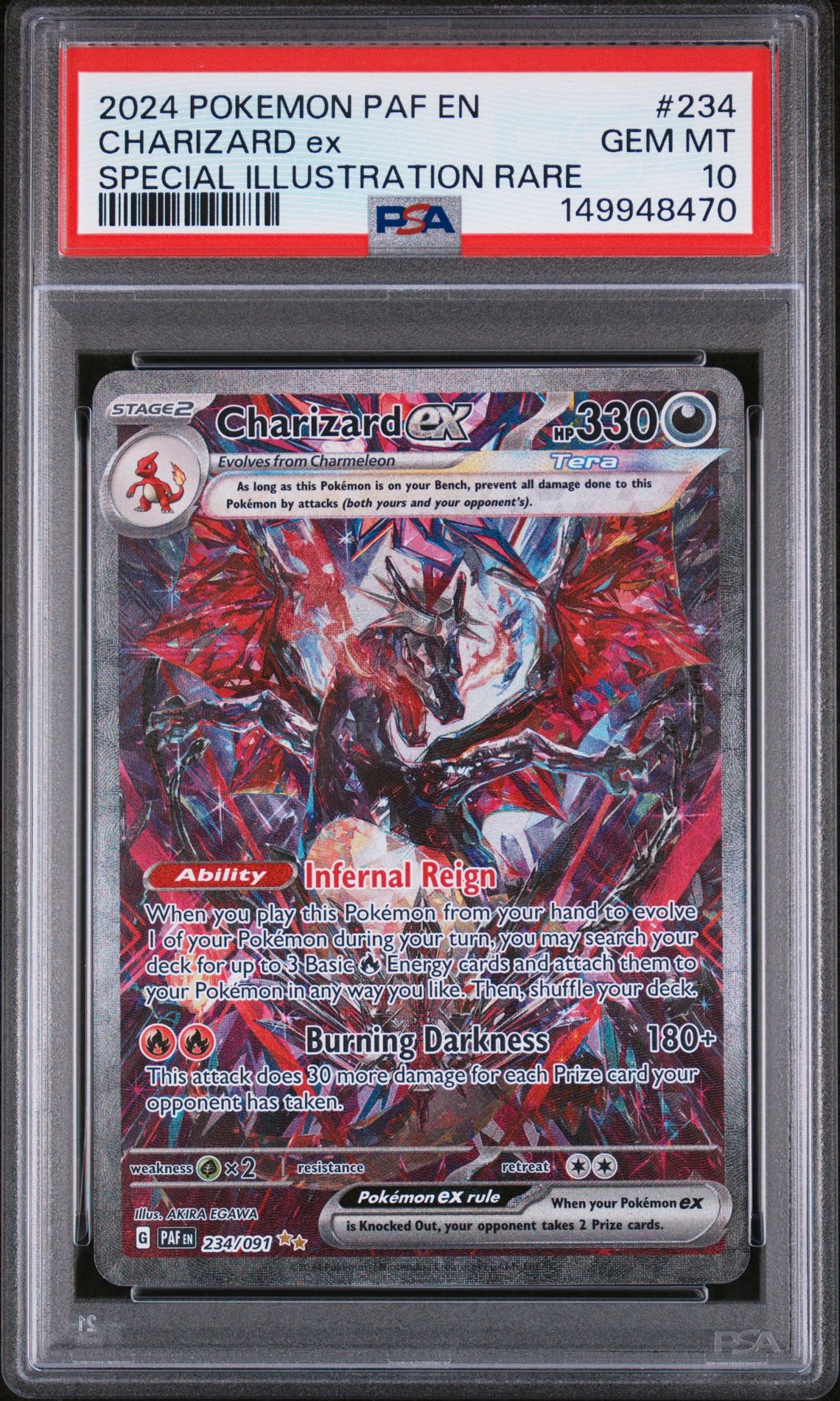2024 Pokemon Paf En-Paldean Fates Charizard Ex #234 (Special Illustration Rare) Gem Mt 10 front
