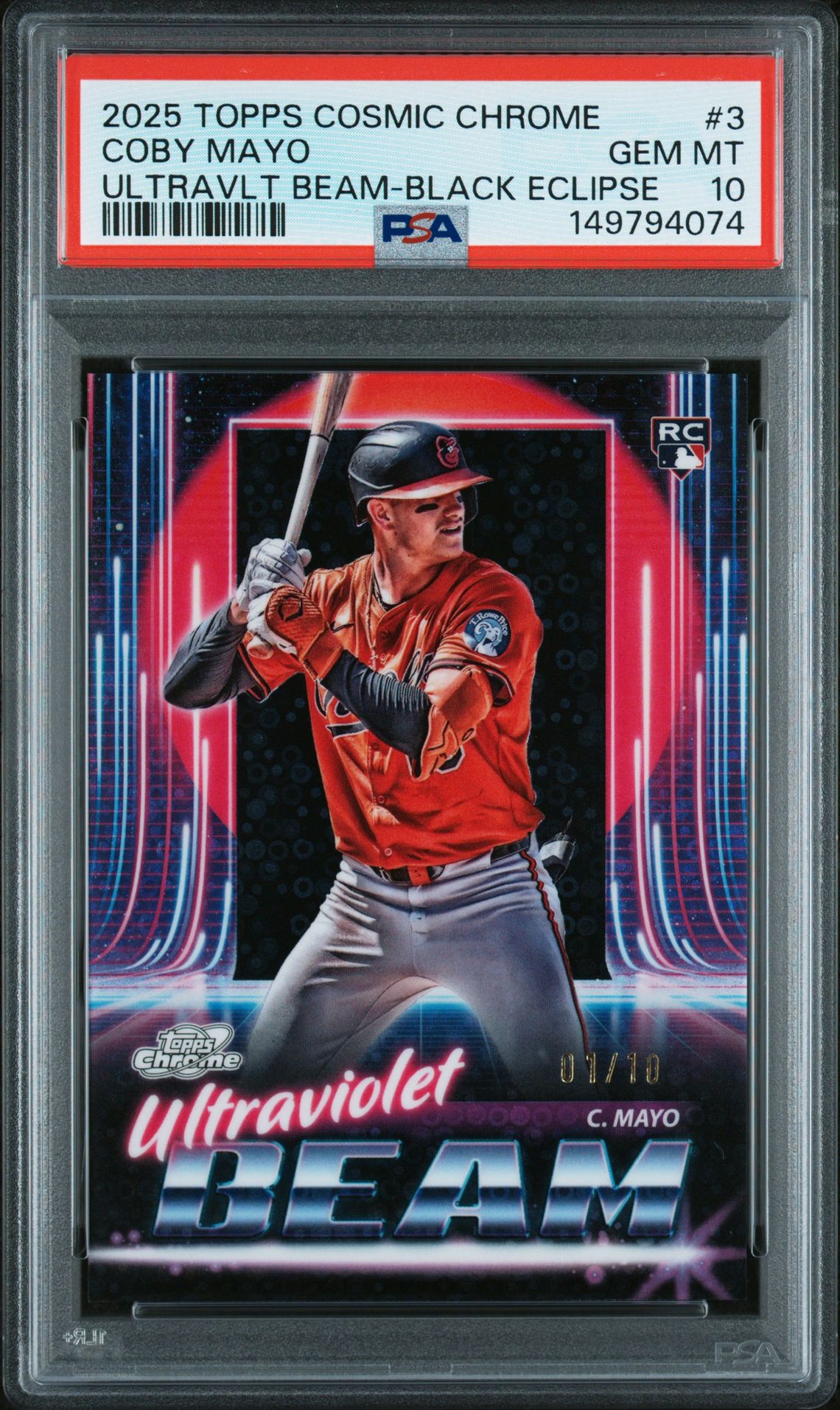 2025 Topps TOPPS COSMIC CHROME ULTRAVIOLET BEAM ULTRAVLT BEAM-BLACK ECLIPSE #3 Coby Mayo front