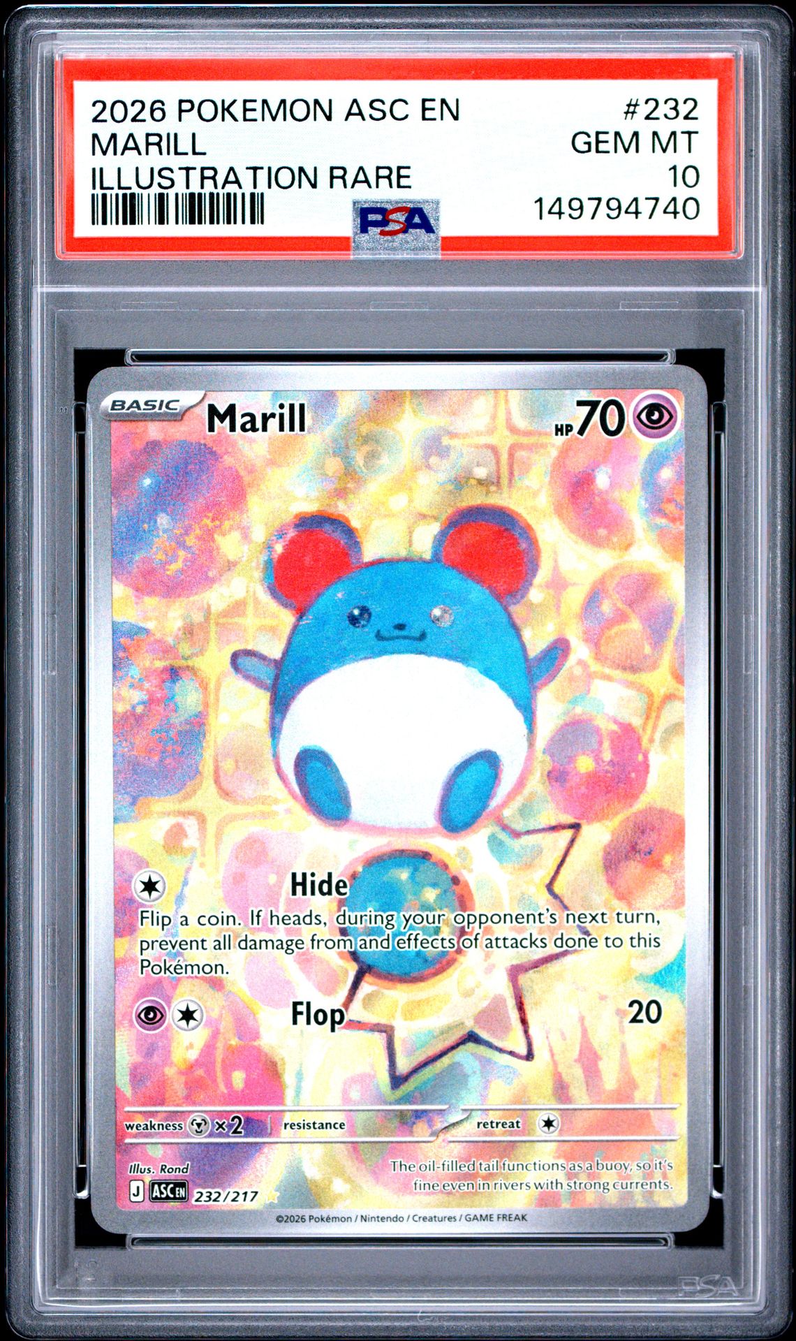2026 Pokemon Asc En-Ascended Heroes Marill #232 (Illustration Rare) Gem Mt 10 front