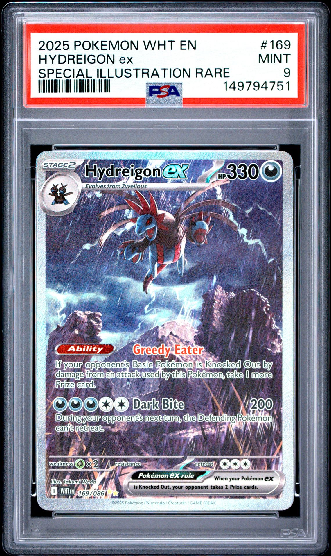 2025 Pokemon Wht En-White Flare Hydreigon Ex #169 (Special Illustration Rare) Mint 9 front