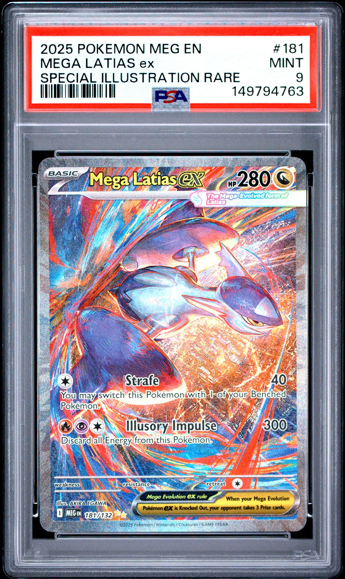 2025 Pokemon Meg En-Mega Evolution Mega Latias Ex #181 (Special Illustration Rare) Mint 9 front