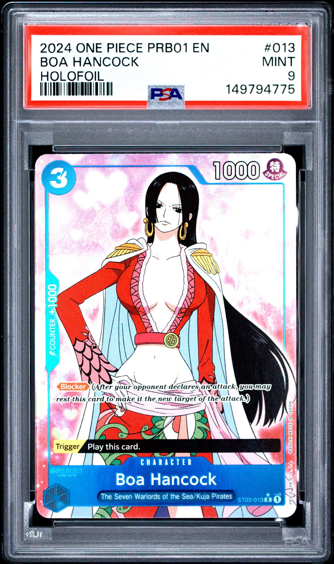 2024 One Piece Prb01-Premium Booster -One Piece Card The Best- Boa Hancock #013 (Holofoil) Mint 9 front