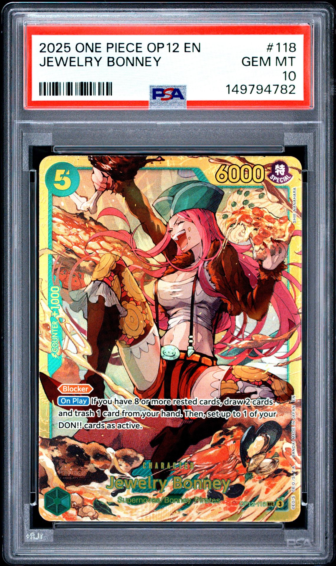 2025 One Piece Op12-Legacy Of The Master Jewelry Bonney #118 Gem Mt 10 front
