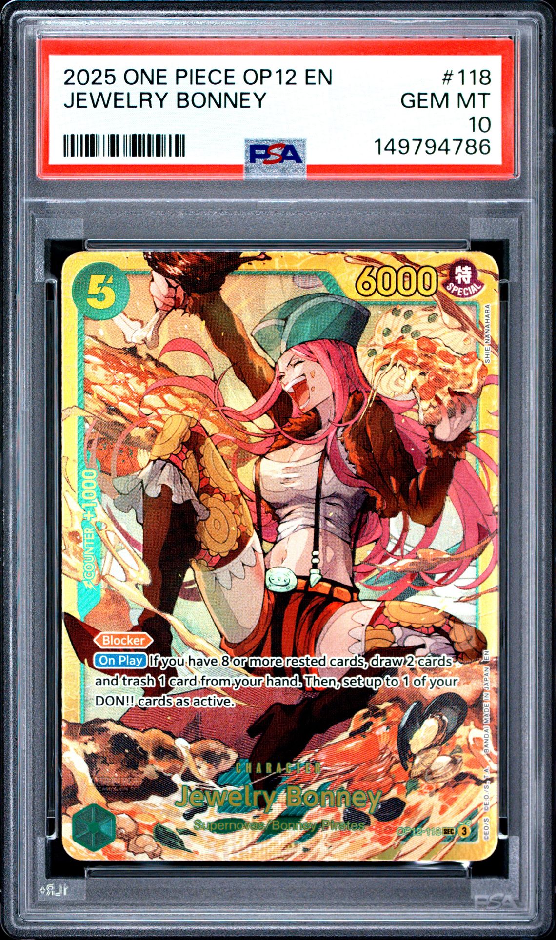 2025 One Piece Op12-Legacy Of The Master Jewelry Bonney #118 Gem Mt 10 front