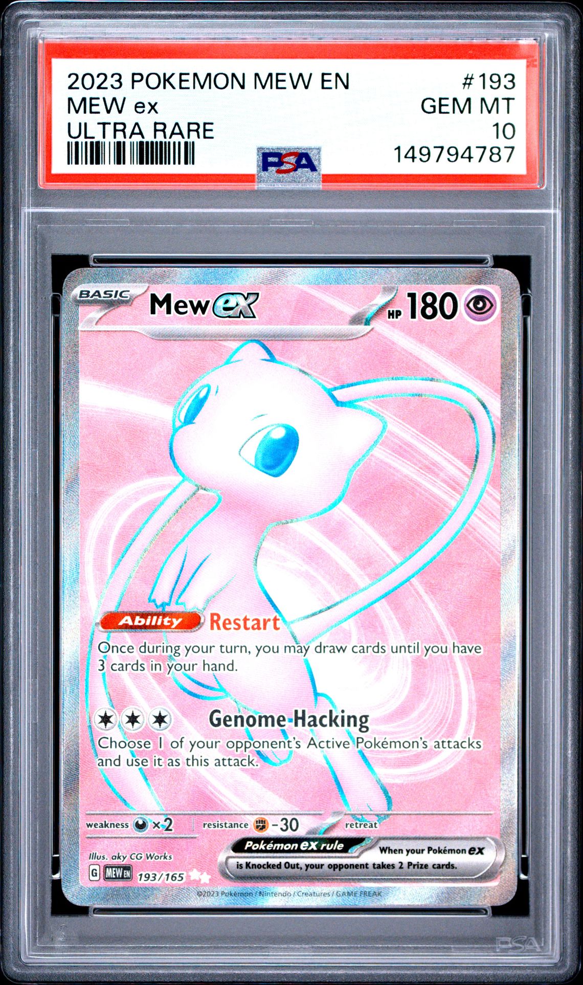 2023 Pokemon Mew En-151 Mew Ex #193 (Ultra Rare) Gem Mt 10 front