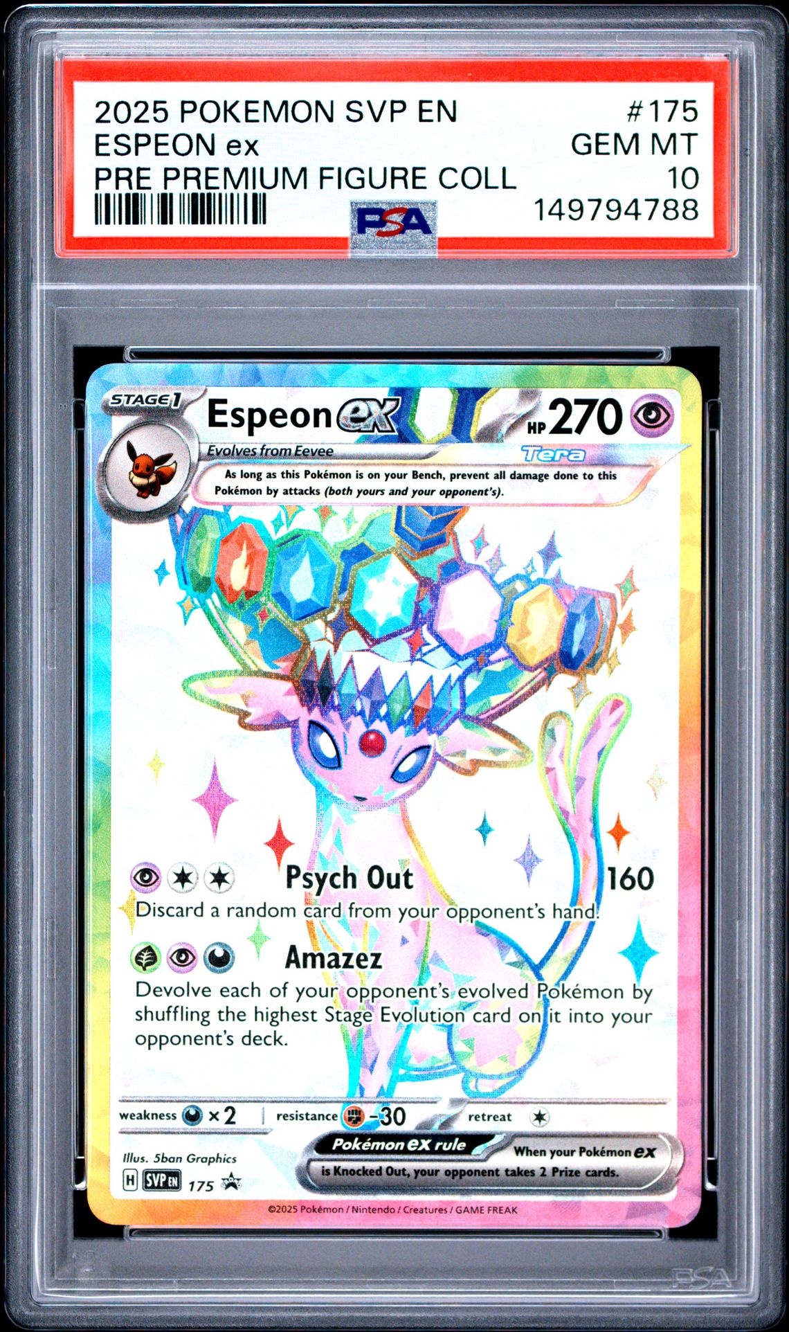 2025 Pokemon Svp En-Sv Black Star Promo Espeon Ex #175 (Pre Premium Figure Coll) Gem Mt 10 front