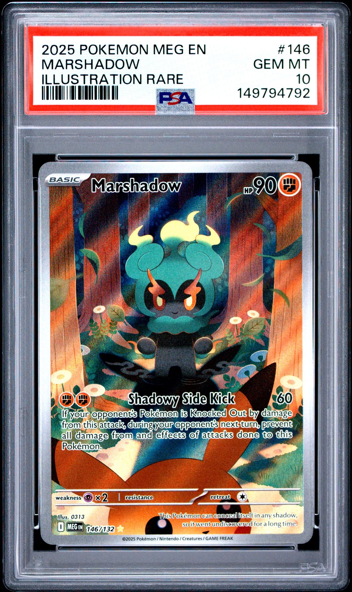 2025 Pokemon Meg En-Mega Evolution Marshadow #146 (Illustration Rare) Gem Mt 10 front