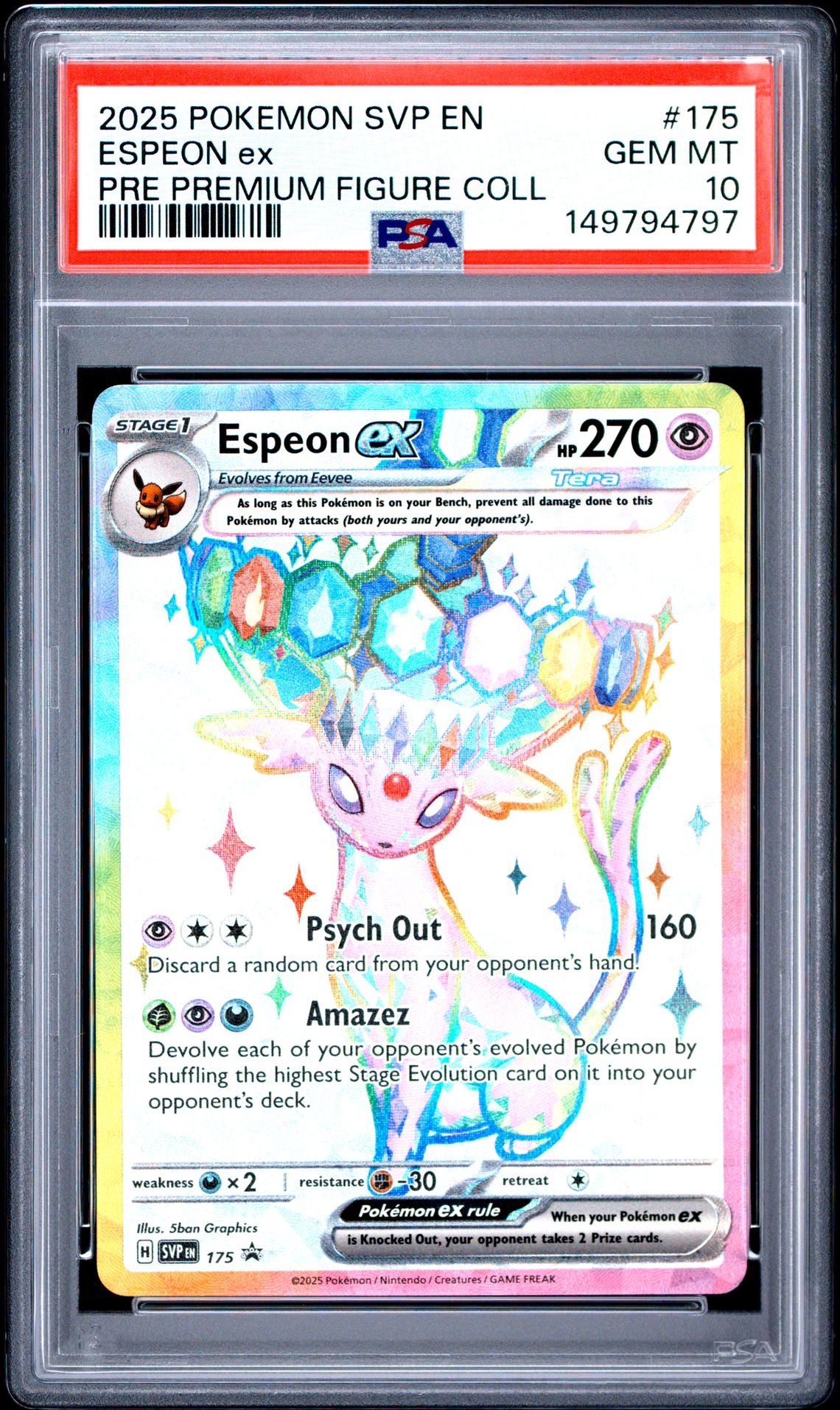 2025 Pokemon Svp En-Sv Black Star Promo Espeon Ex #175 (Pre Premium Figure Coll) Gem Mt 10 front