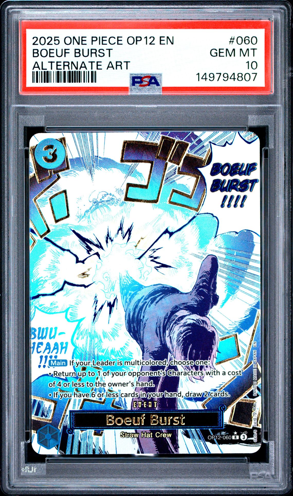 2025 One Piece Op12-Legacy Of The Master Boeuf Burst #060 (Alternate Art) Gem Mt 10 front