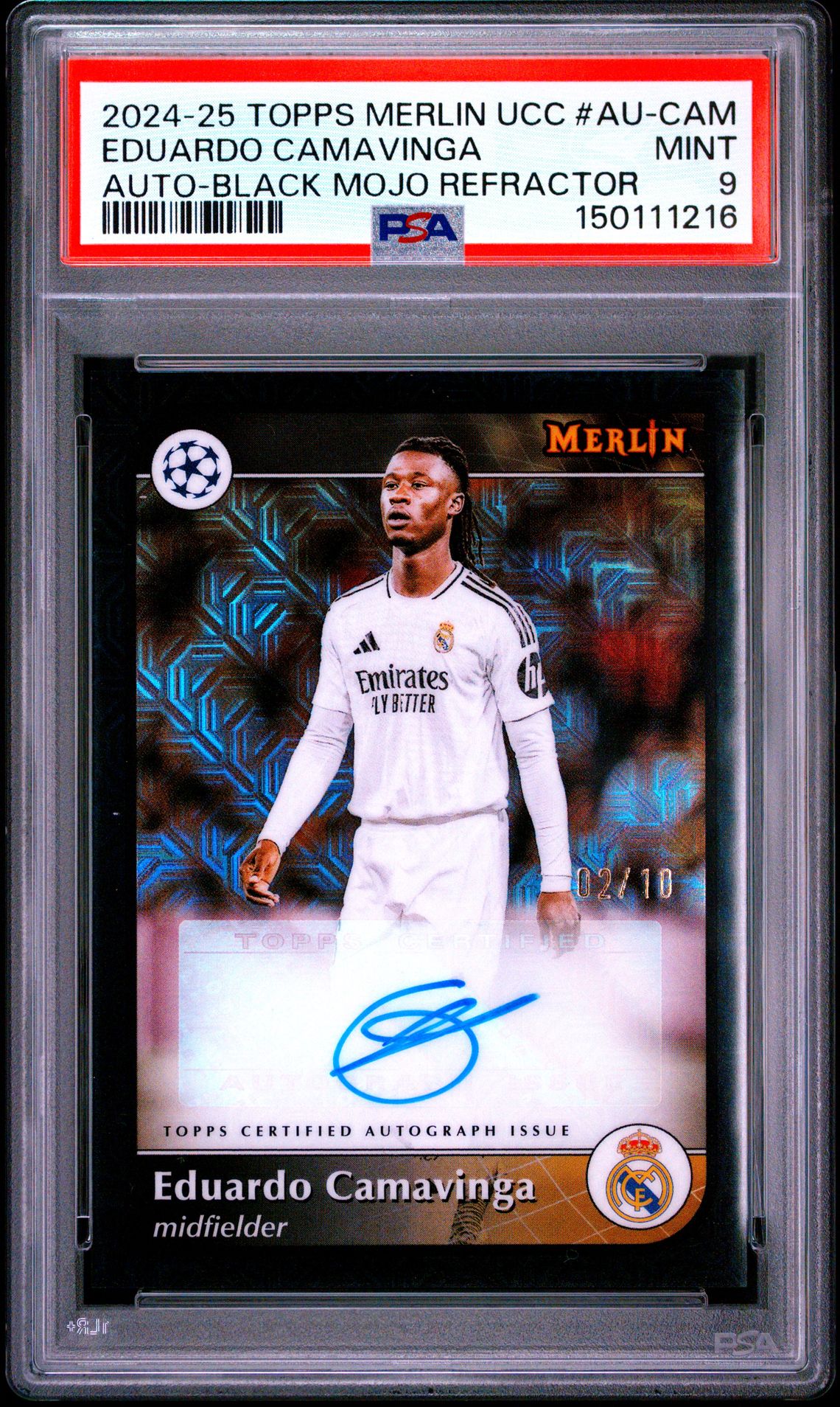 2024-2025 Topps Merlin Uefa Club Competitions Autographs Eduardo Camavinga #Cam (Autograph-Black Mojo) Mint 9 front