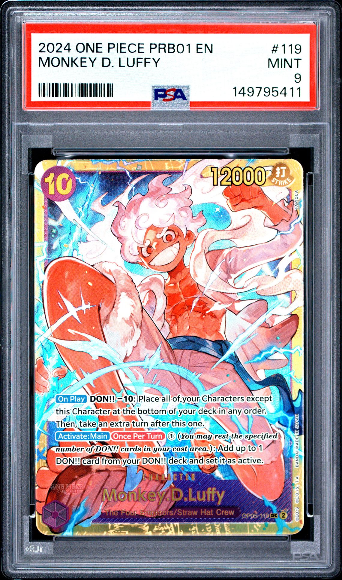 2024 One Piece Prb01-Premium Booster -One Piece Card The Best- Monkey D. Luffy #119 Mint 9 front