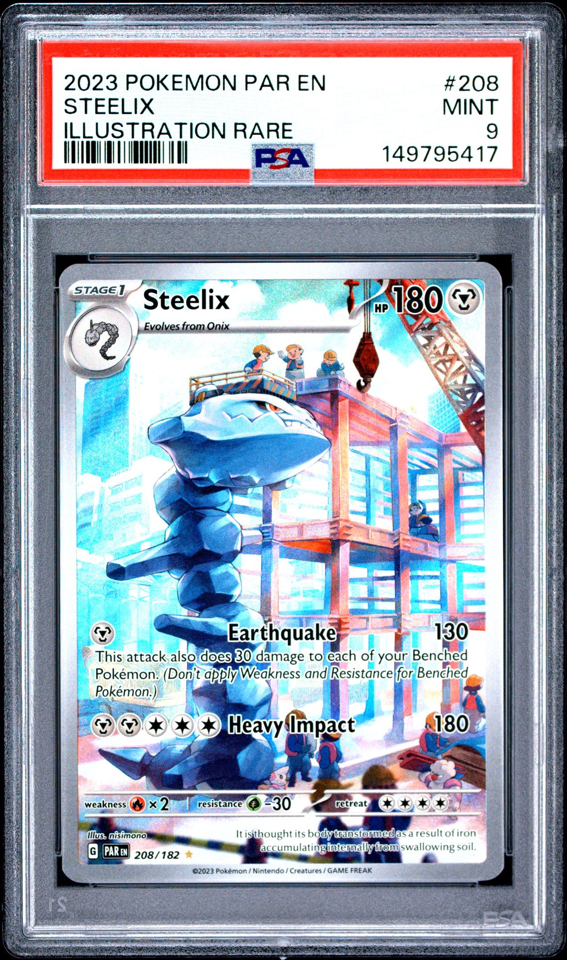 2023 Pokemon Par En-Paradox Rift Steelix #208 (Illustration Rare) Mint 9 front
