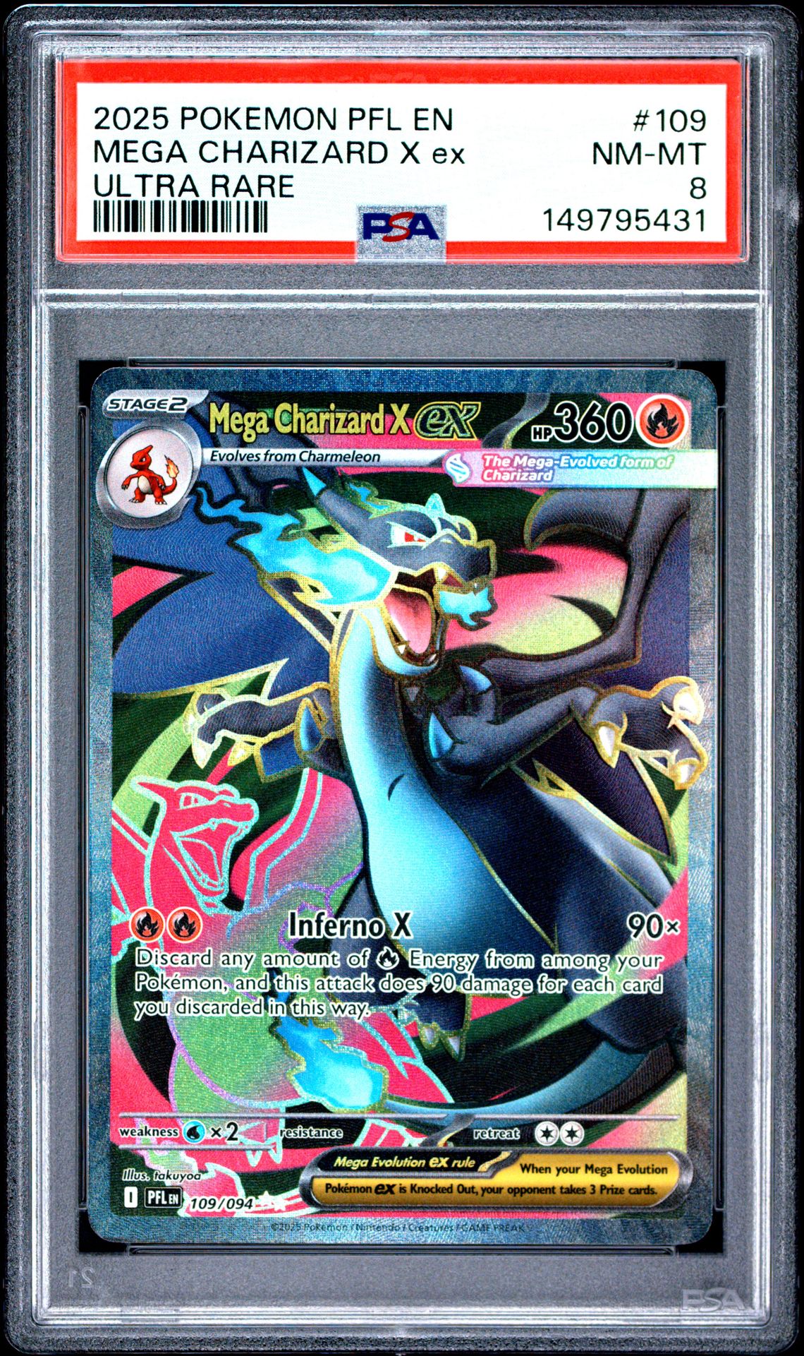 2025 Pokemon Pfl En-Phantasmal Flames Mega Charizard X Ex #109 (Ultra Rare) Nm-Mt 8 front