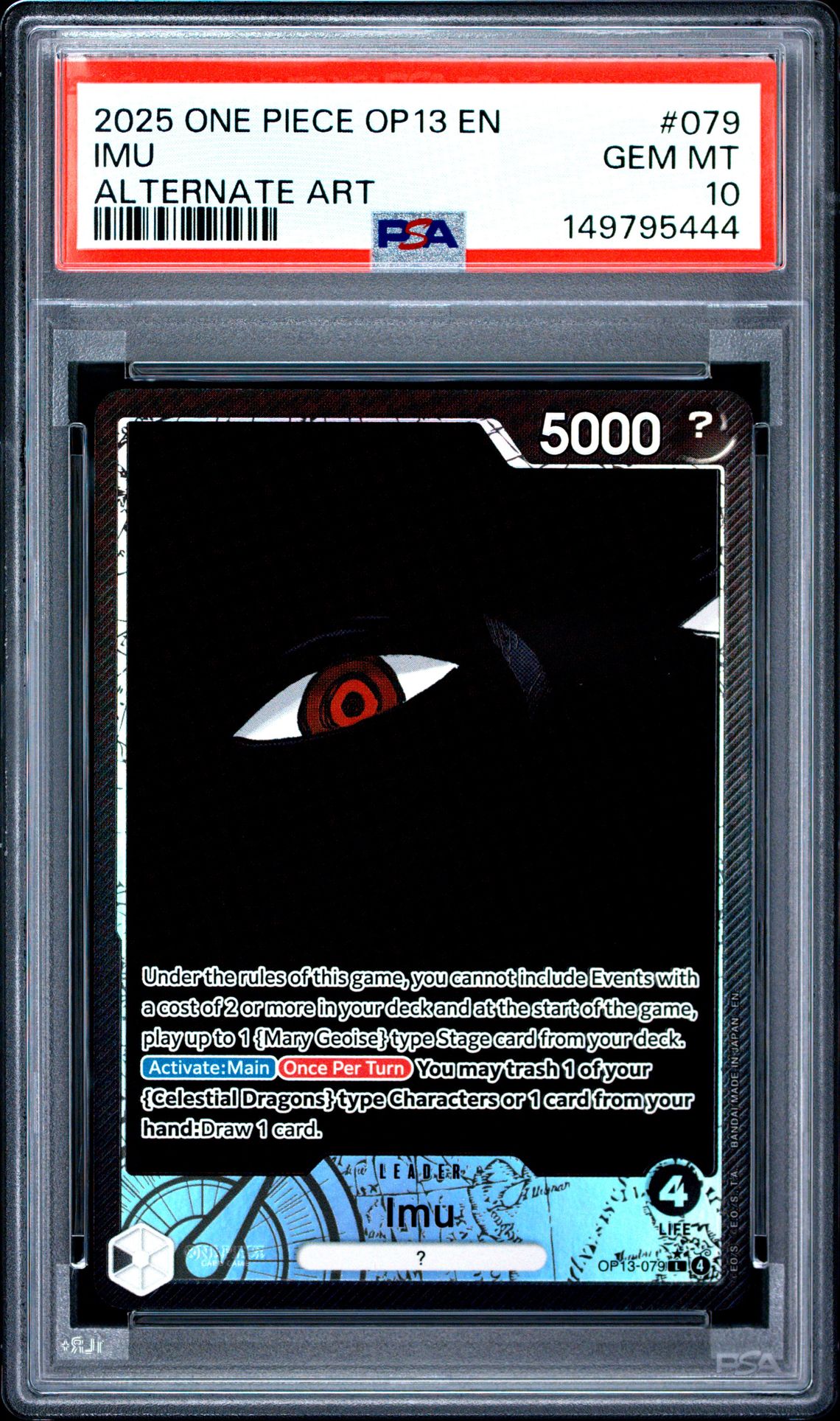 2025 One Piece Op13-Carrying On His Will Imu #079 (Alternate Art) Gem Mt 10 front