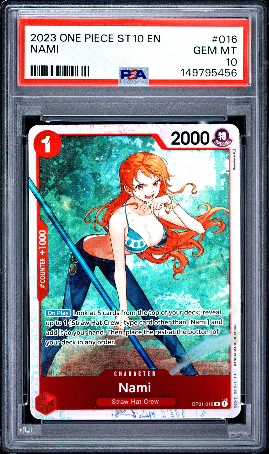 2023 One Piece Ultra Deck St10-The Three Captains Nami #016 Gem Mt 10 front