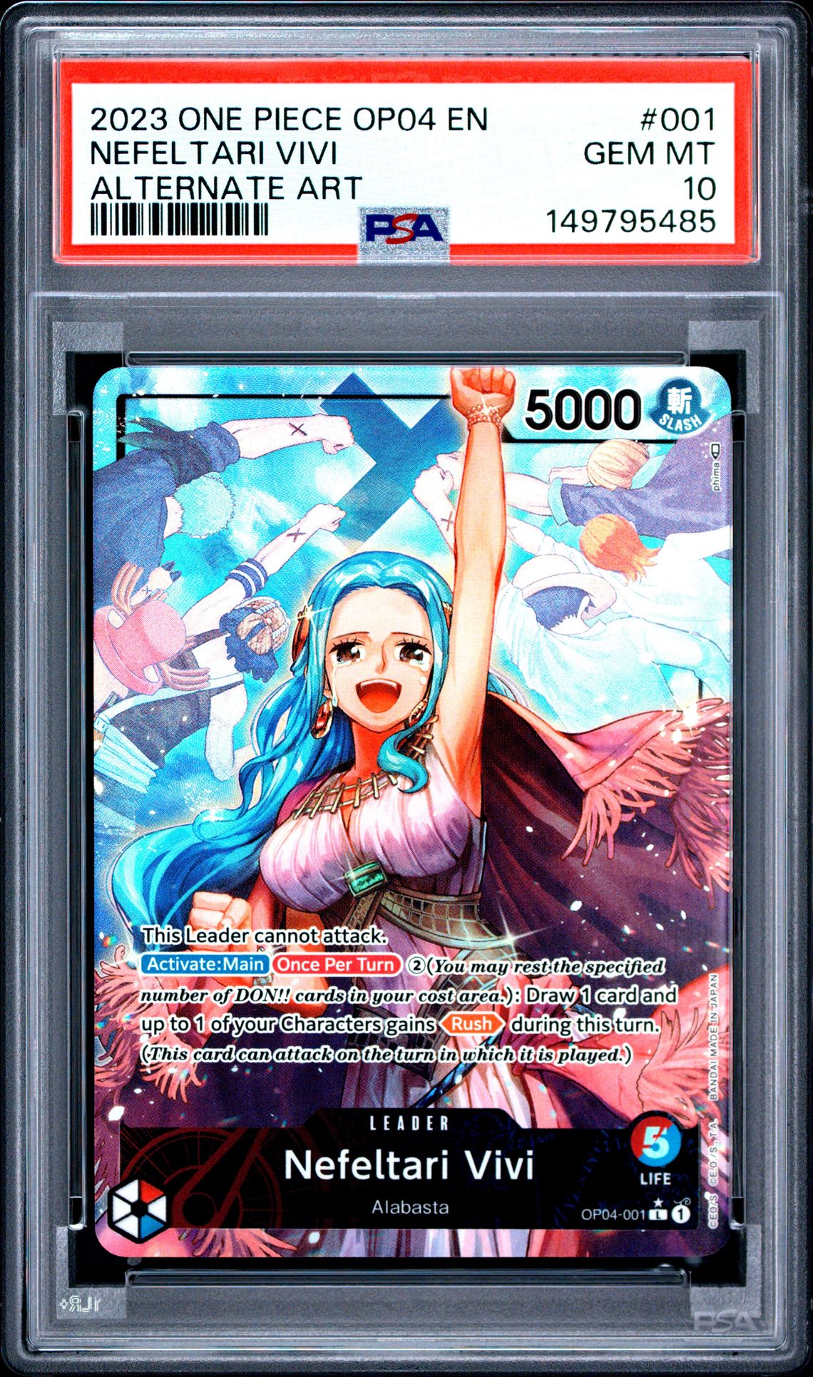 2023 One Piece Op04-Kingdoms Of Intrigue Nefeltari Vivi #001 (Alternate Art) Gem Mt 10 front