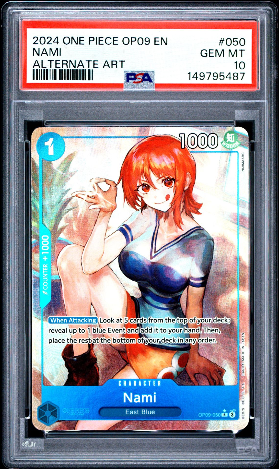 2024 One Piece Op09-Emperors In The New World Nami #050 (Alternate Art) Gem Mt 10 front