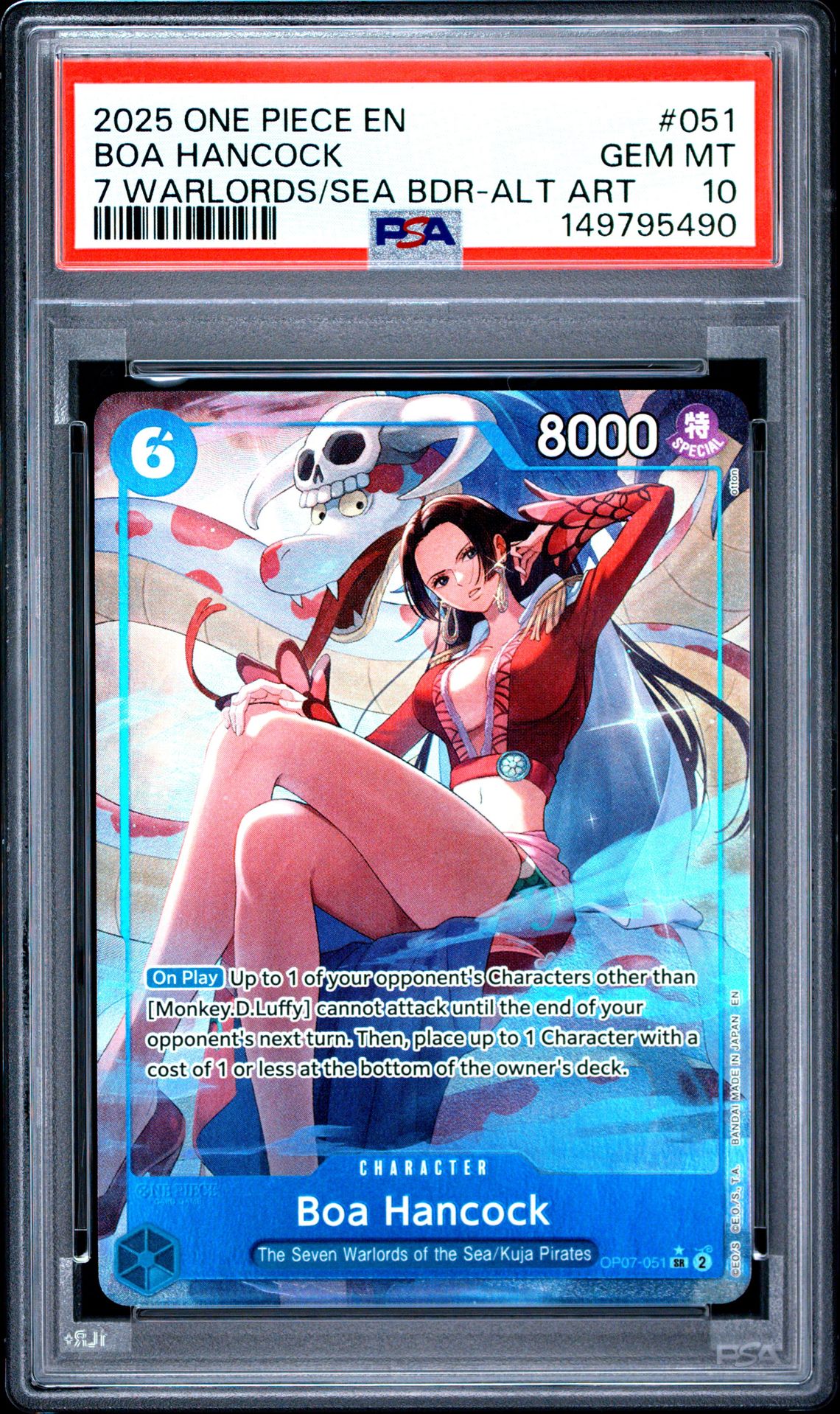 2025 ONE PIECE SEVEN WARLORDS OF THE SEA BINDER SET BOA HANCOCK 7 WARLORDS/SEA BDR-ALT ART 051 GEM MT 10 front