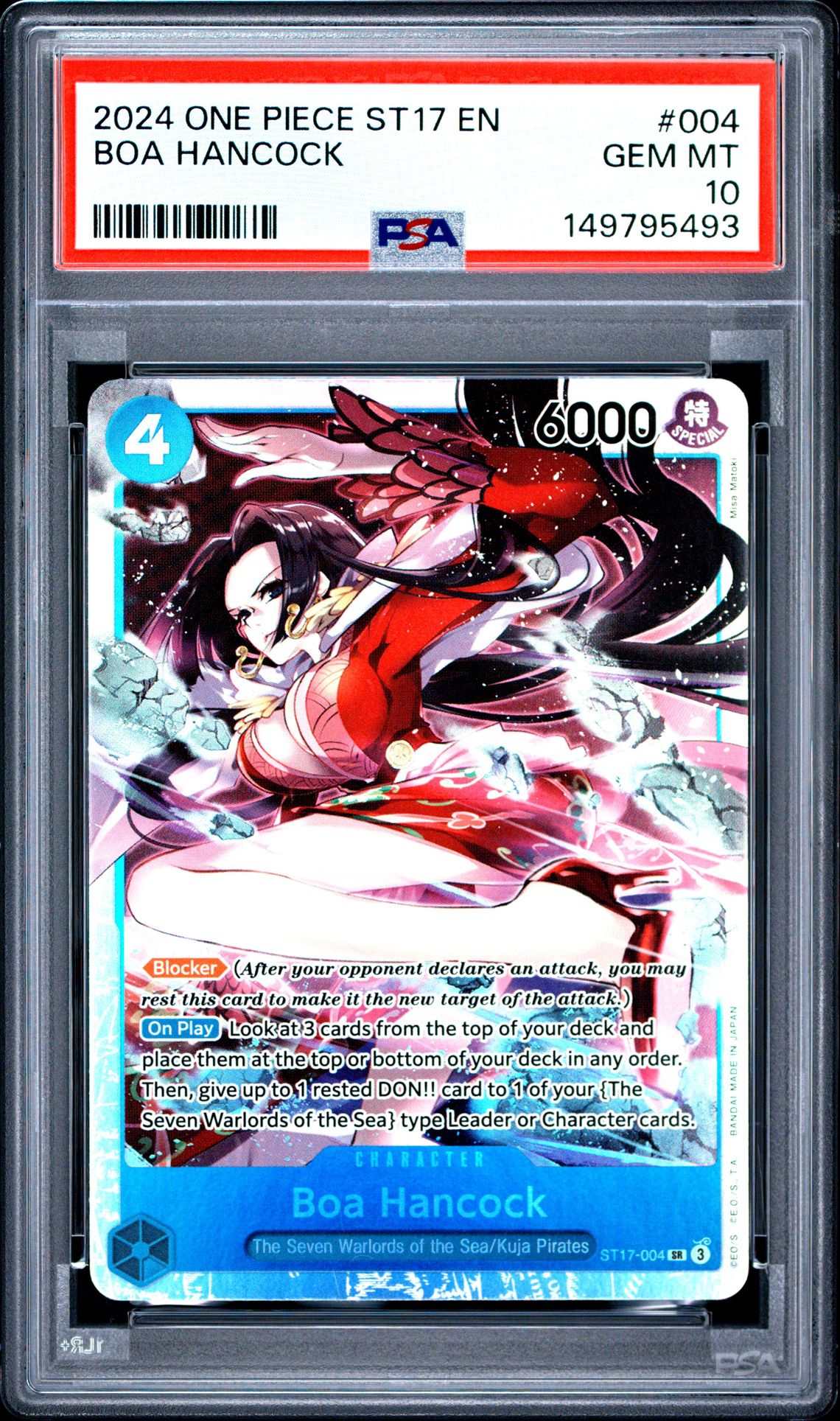 2024 One Piece Starter Deck St17-Blue Donquixote Doflamingo Boa Hancock #004 Gem Mt 10 front