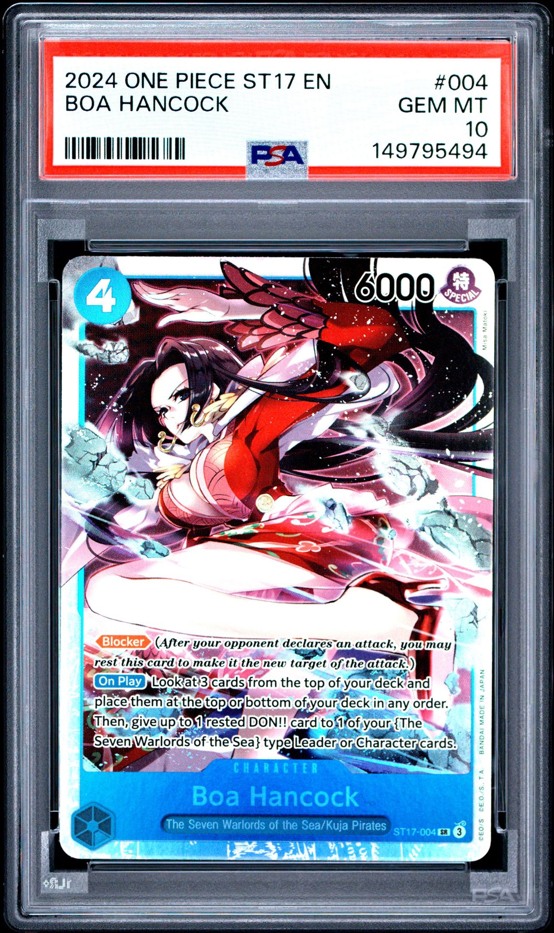 2024 One Piece Starter Deck St17-Blue Donquixote Doflamingo Boa Hancock #004 Gem Mt 10 front