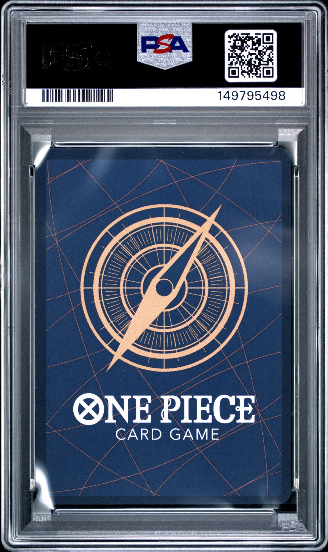 2025 One Piece Op11-A Fist Of Divine Speed G/G F/F Pistol Red Hawk #114 (Alternate Art) Gem Mt 10 back view - PSA certificate #149795498