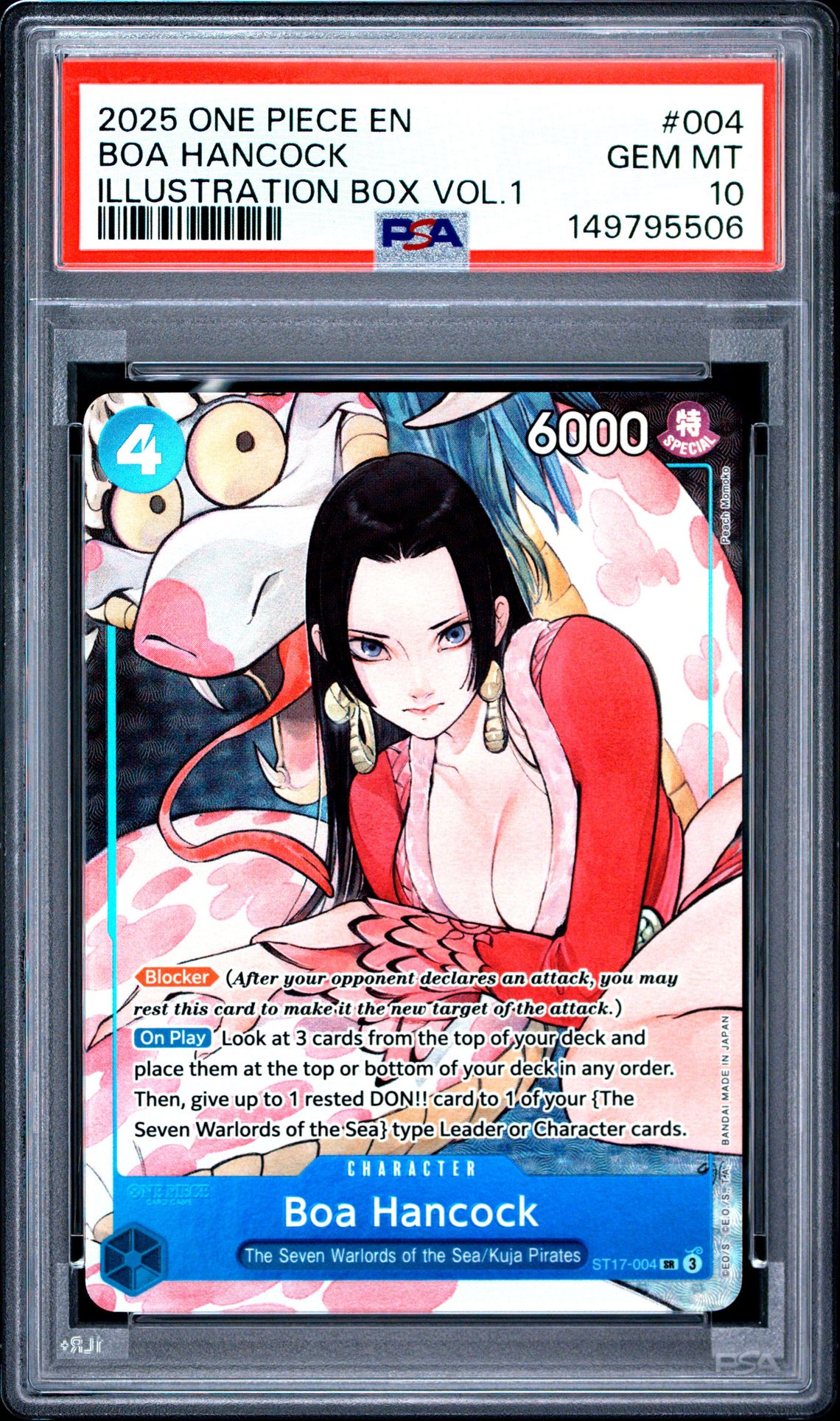 2025 One Piece Promos Boa Hancock #004 (Illustration Box Vol.1) Gem Mt 10 front view - PSA graded GEM MT 10