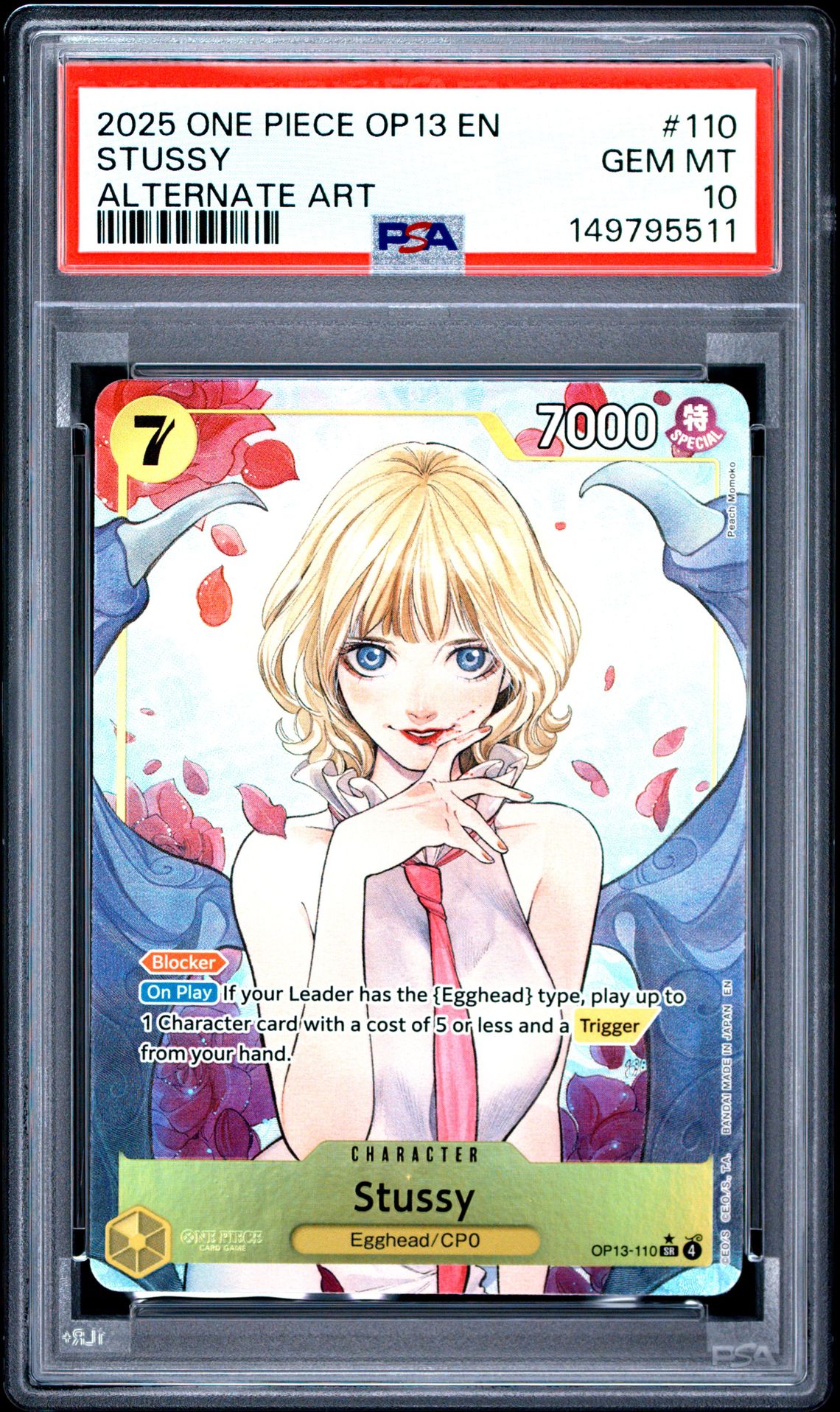 2025 One Piece Op13-Carrying On His Will Stussy #110 (Alternate Art) Gem Mt 10 front